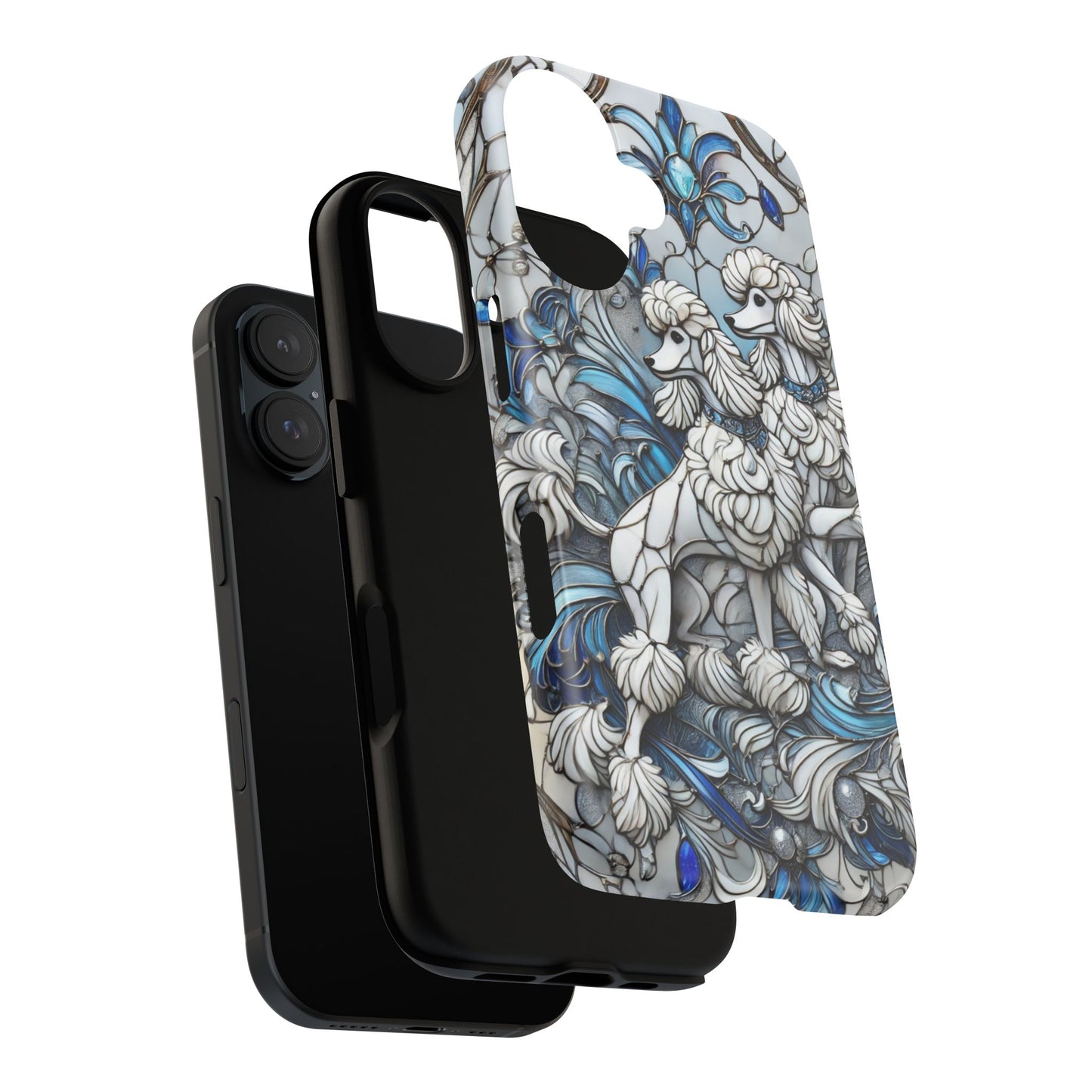 Phone Case - Elegant Blue and White Poodle Art for Samsung Phone