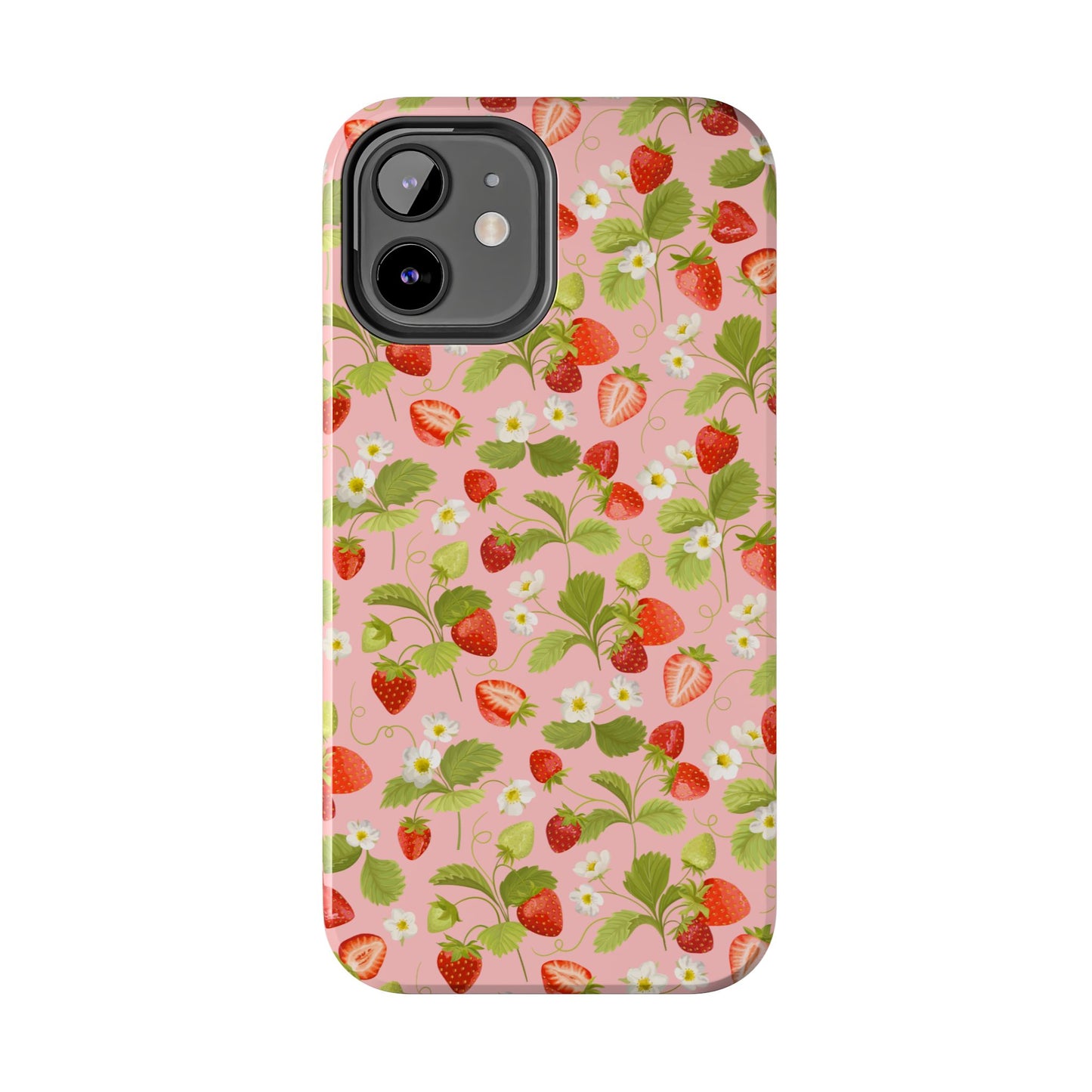 Strawberry Floral Tough Phone Case, Cute Phone Cover, Nature Lovers Gift, Summer Vibe, Durable Phone Protector, Trendy Tech Accessory