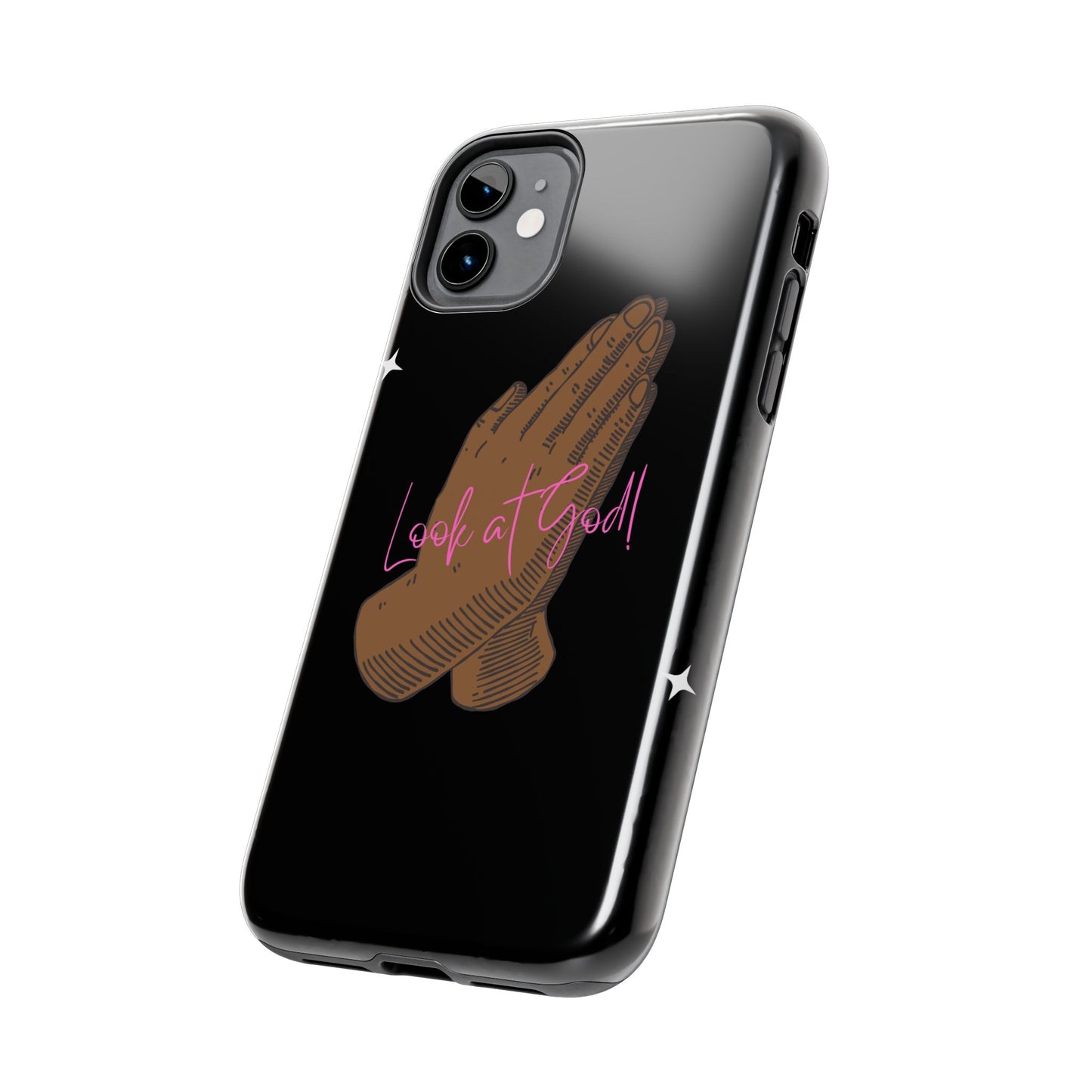 Phone Cases - 'Look at God' Praying Hands Religious Design Tough Case for iPhone
