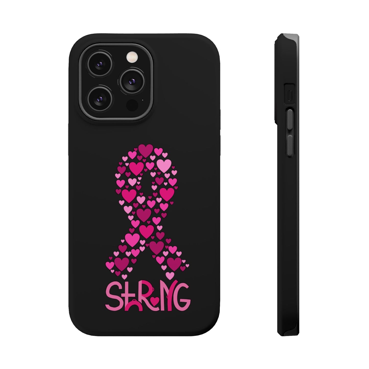 Pink Ribbon Magnetic Phone Case - Strong Heart Design, Cancer Awareness, Gift for Supporters for IPhone