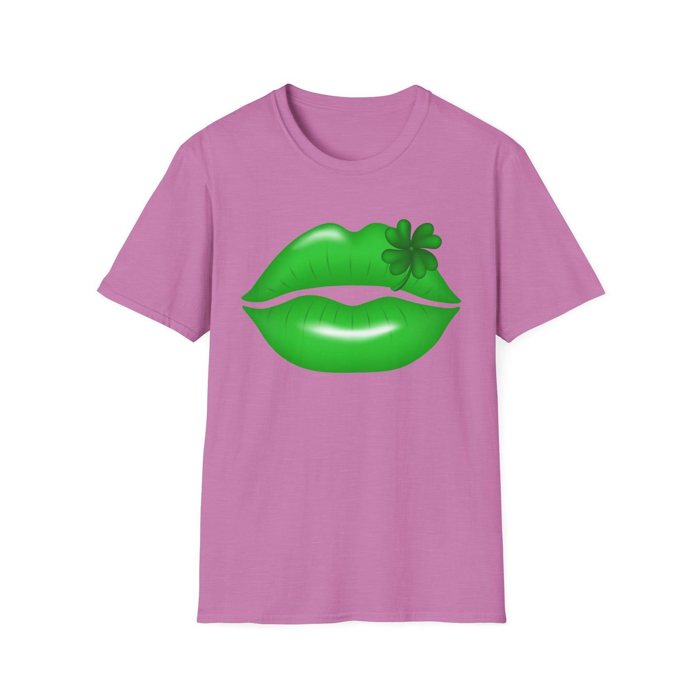 Luck of the Irish Unisex Softstyle T-Shirt - Green Kiss & Shamrock Design