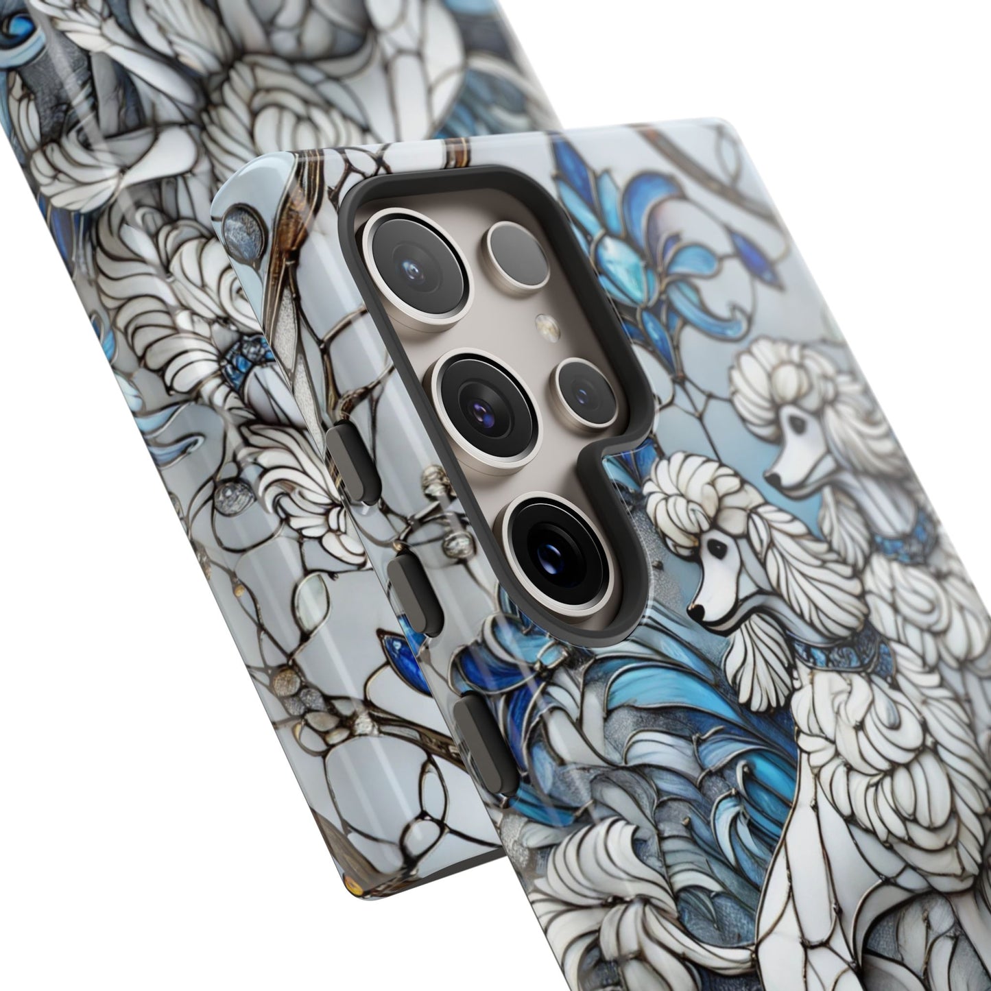 Phone Case - Elegant Blue and White Poodle Art for Samsung Phone