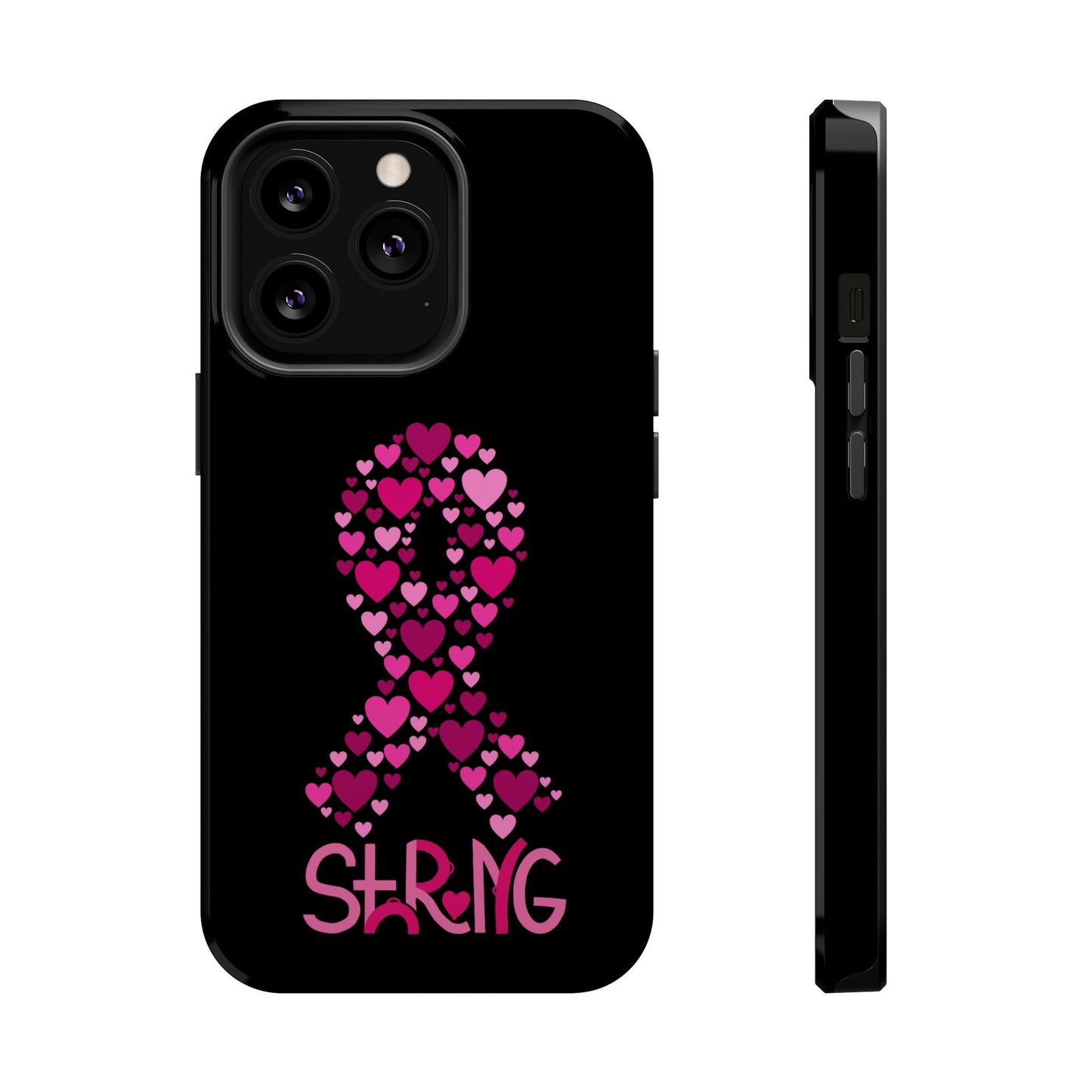 Pink Ribbon Magnetic Phone Case - Strong Heart Design, Cancer Awareness, Gift for Supporters for IPhone
