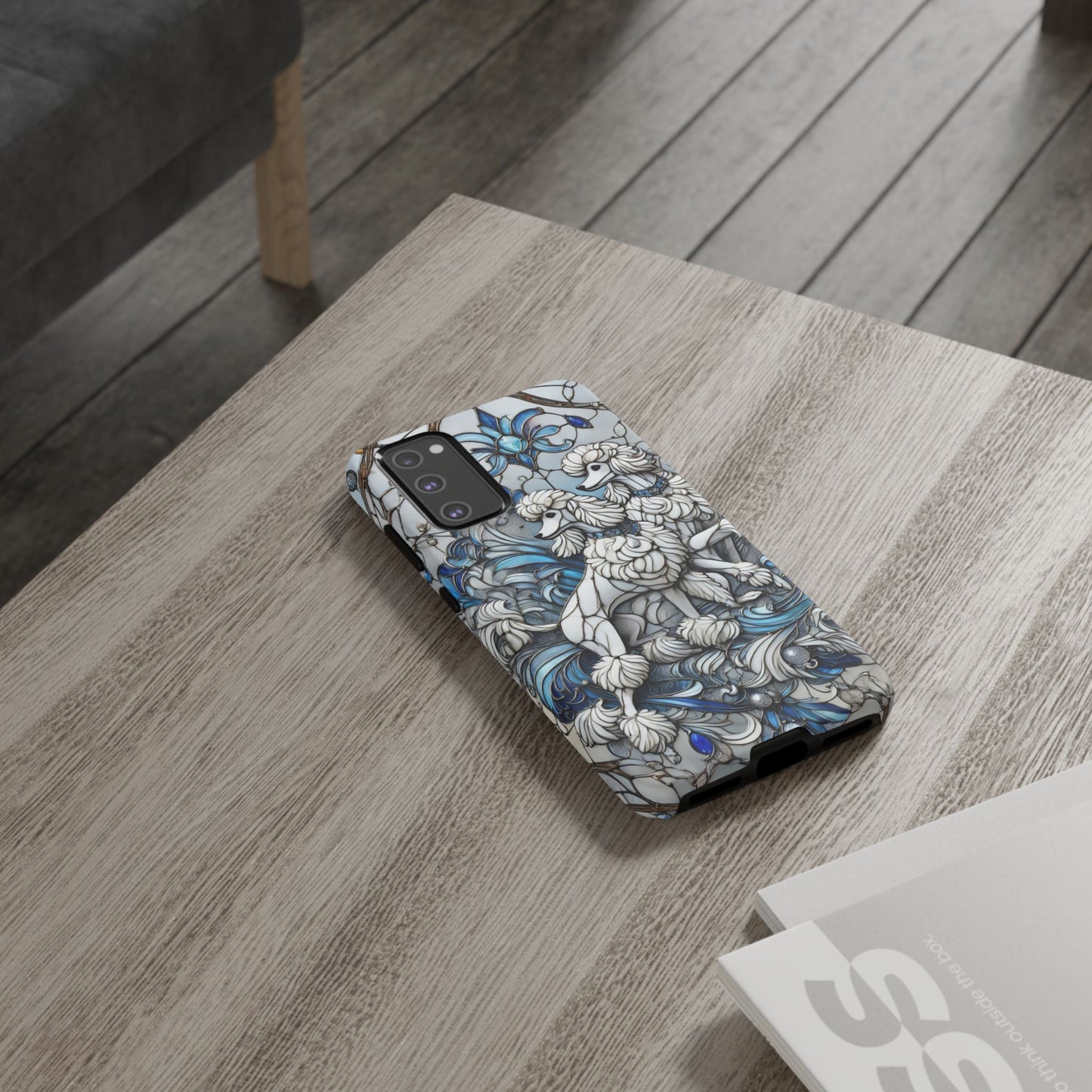 Phone Case - Elegant Blue and White Poodle Art for Samsung Phone