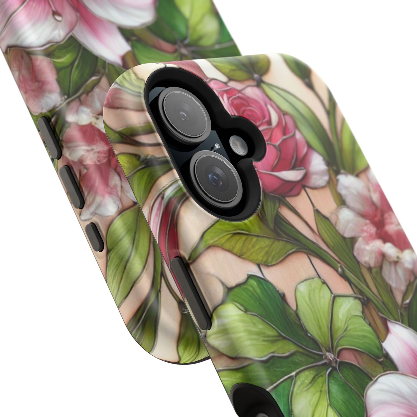 Elegant Pink & Green Floral MAGNETIC Tough Cases - Durable Phone Protection
