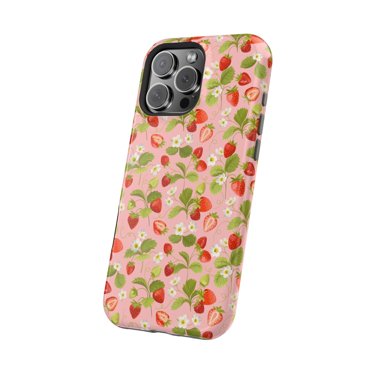 Strawberry Pattern Magnetic Phone Case, Fruit Lover’s Accessory, Cute Gift, Summer Vibe, Phone Protection