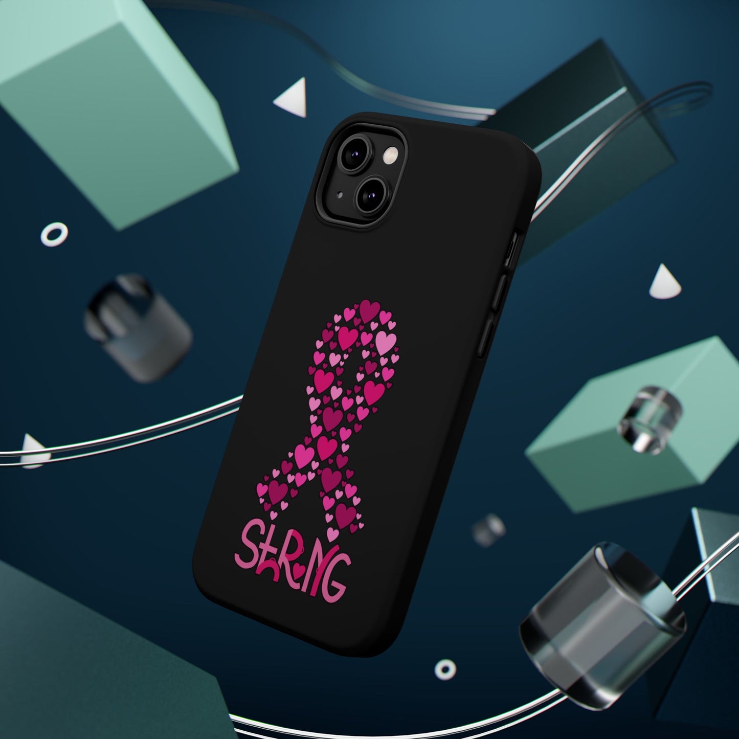 Pink Ribbon Magnetic Phone Case - Strong Heart Design, Cancer Awareness, Gift for Supporters for IPhone