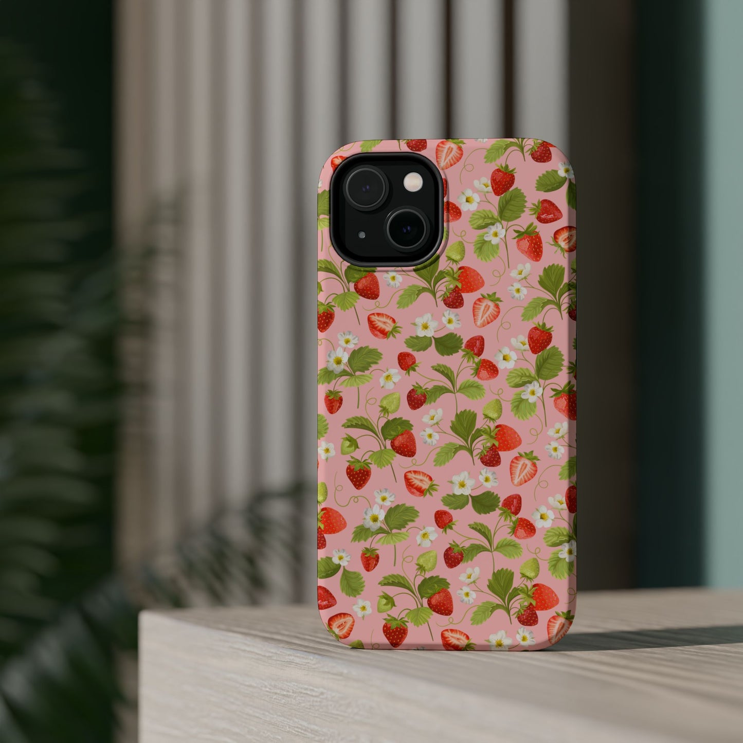 Strawberry Pattern Magnetic Phone Case, Fruit Lover’s Accessory, Cute Gift, Summer Vibe, Phone Protection