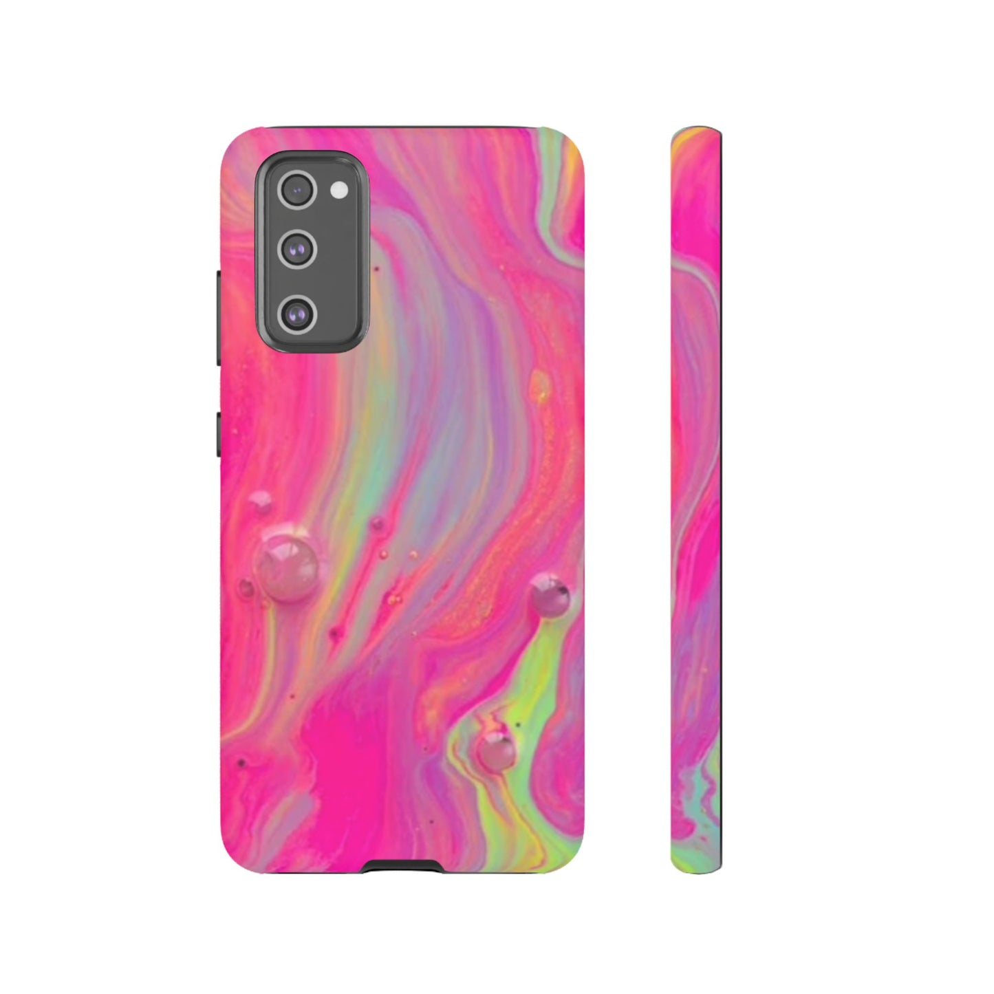 Pink Trendy Futuristic Tough Phone Case with Colorful Abstract Design for Samsung