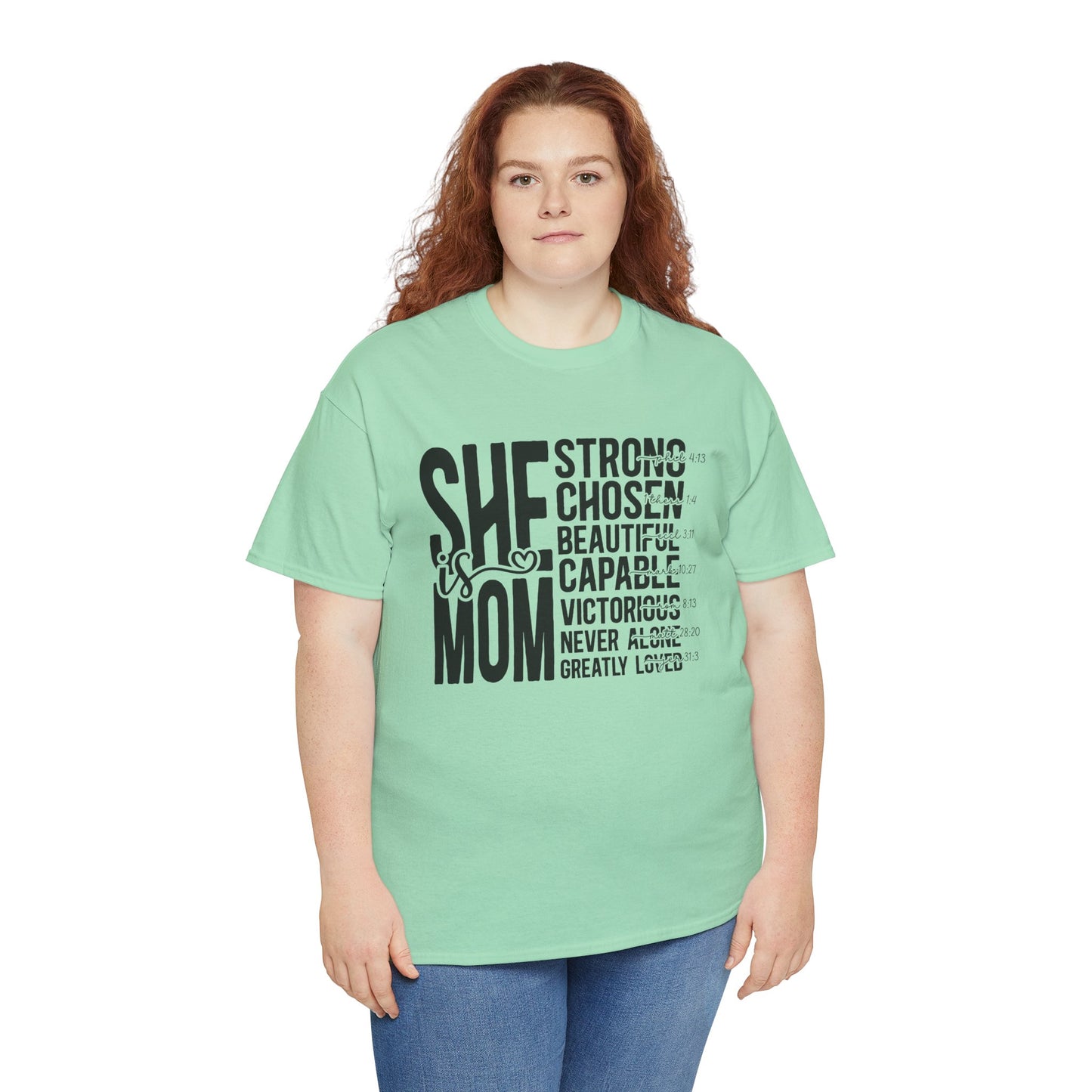 Empowering Mom T-Shirt - Strong, Chosen, Beautiful, Capable Design