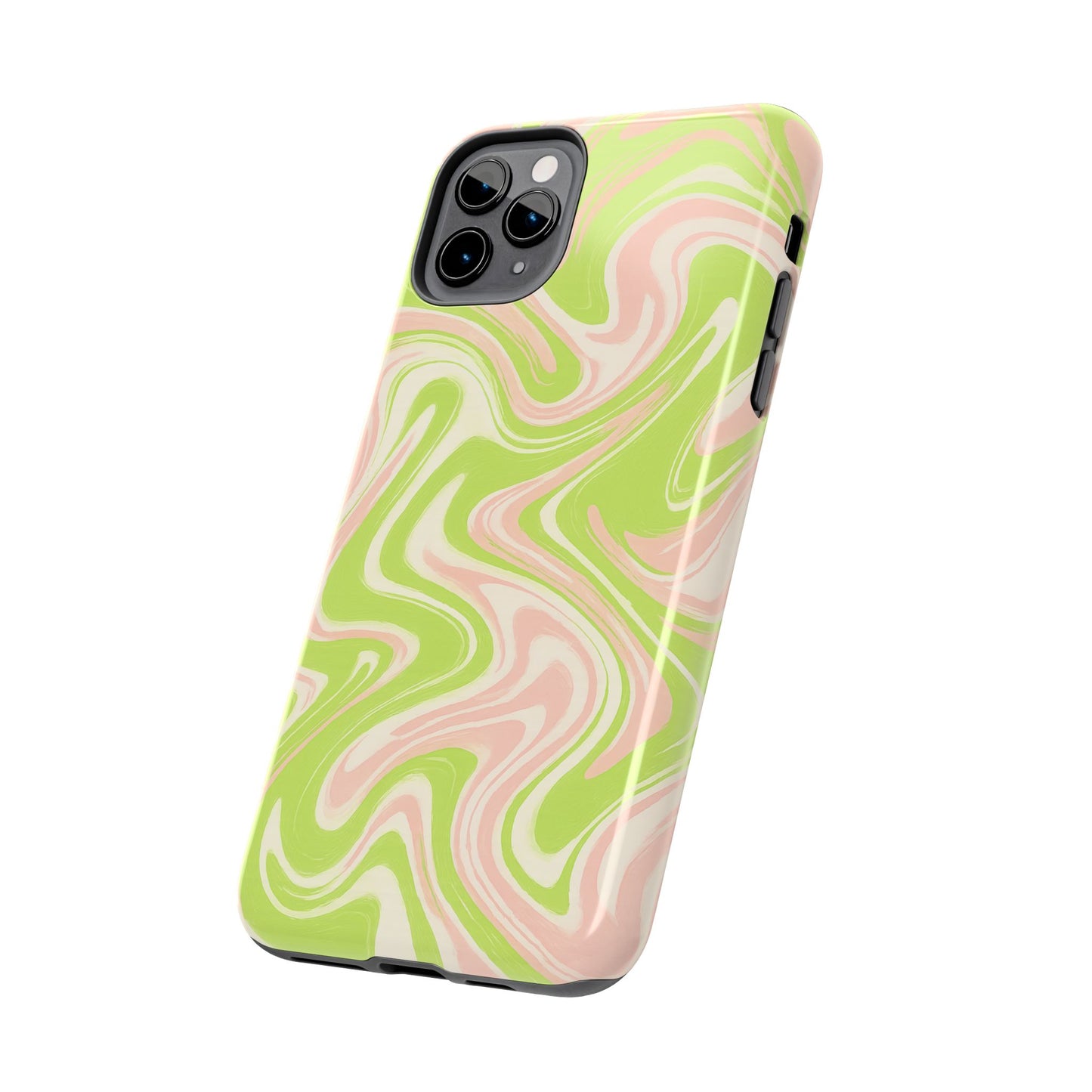 Pink & Green Stylish Tough Phone Case, Durable Protection, Gift for Friends, Colorful Marble Design