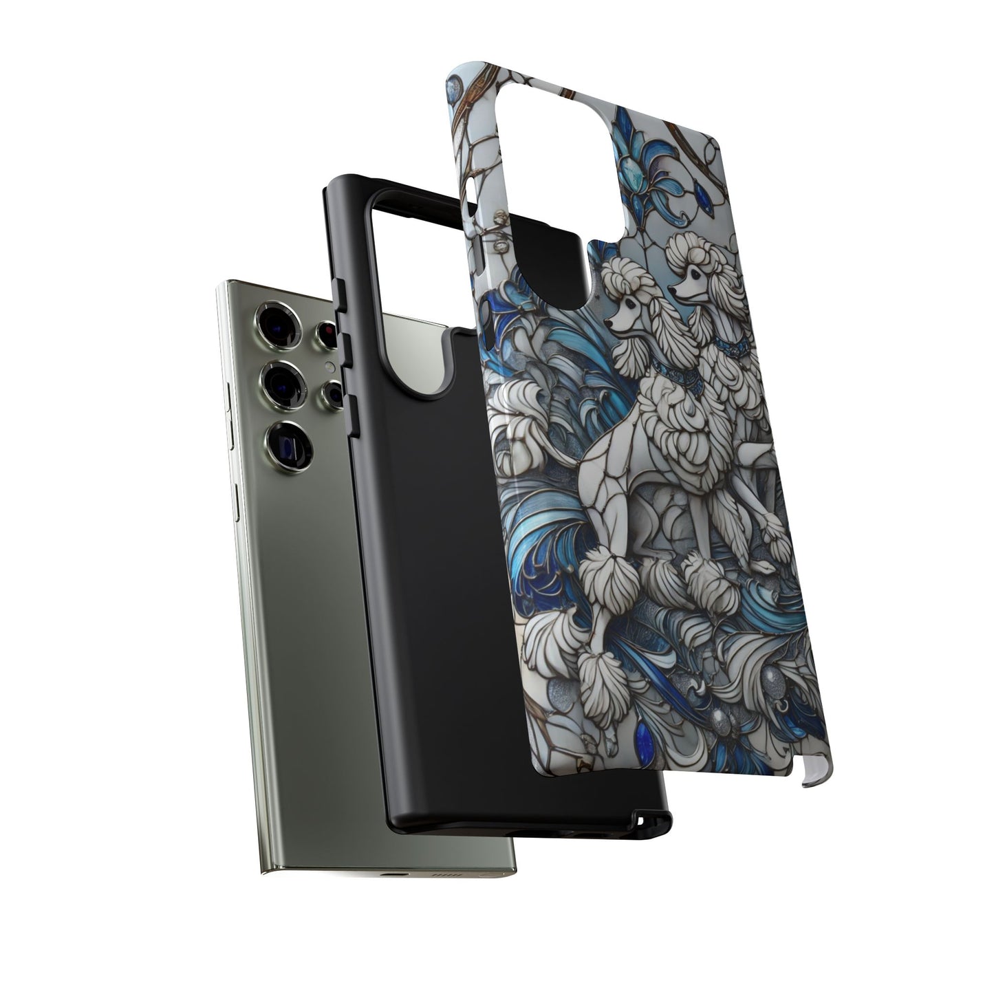 Phone Case - Elegant Blue and White Poodle Art for Samsung Phone