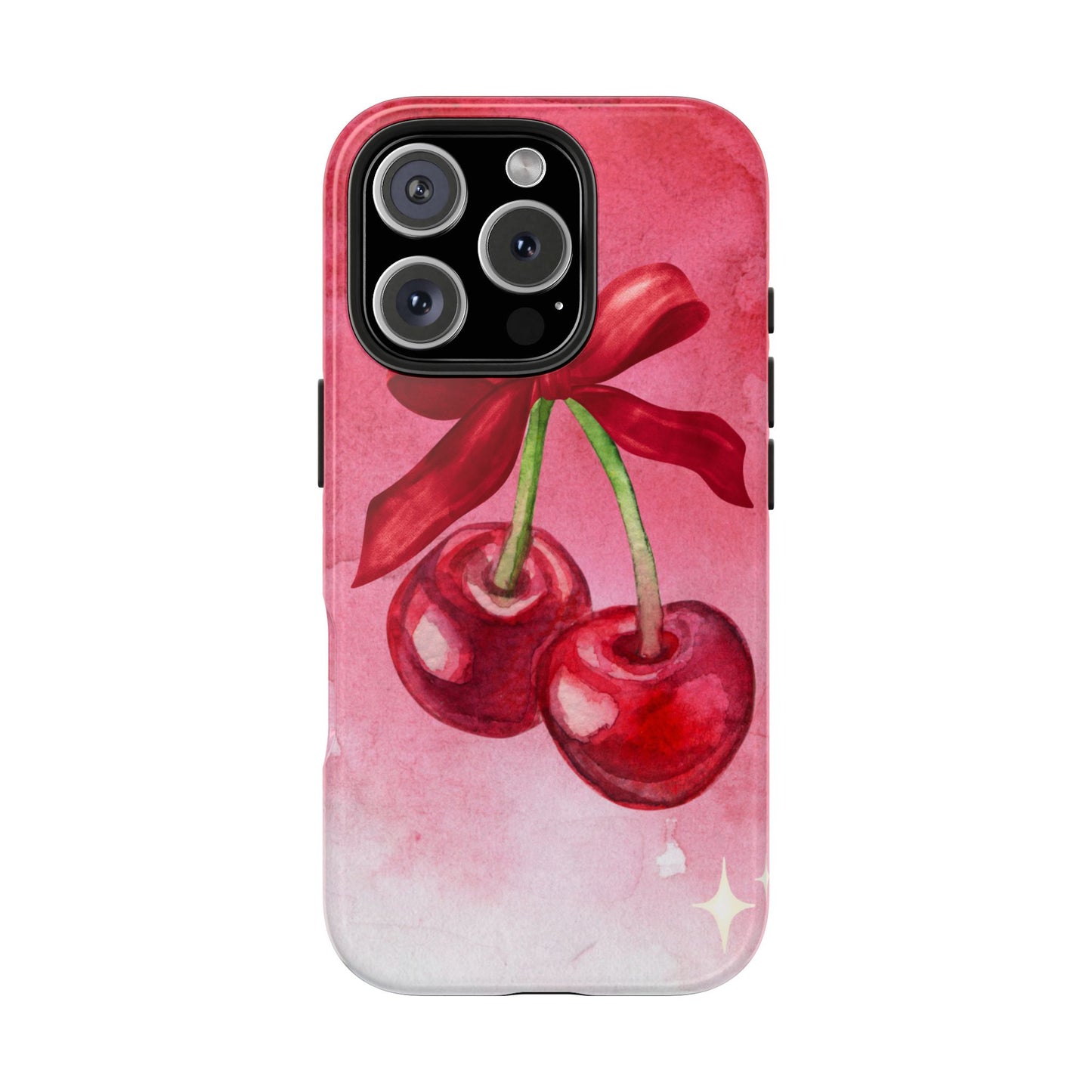 Red Watercolor Cherry and Bow Phone Case