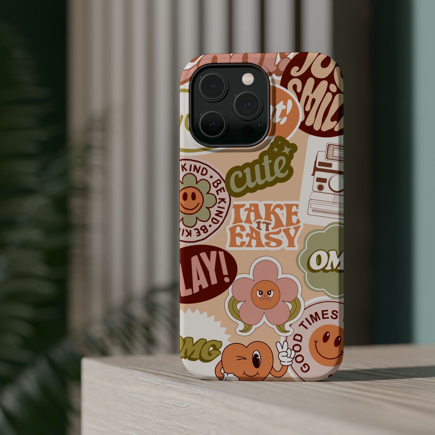 Cute Retro, Positive Affirmation Sticker Phone Case, Funky Phone Cover, Vibrant Design, Ideal Gift for Teens