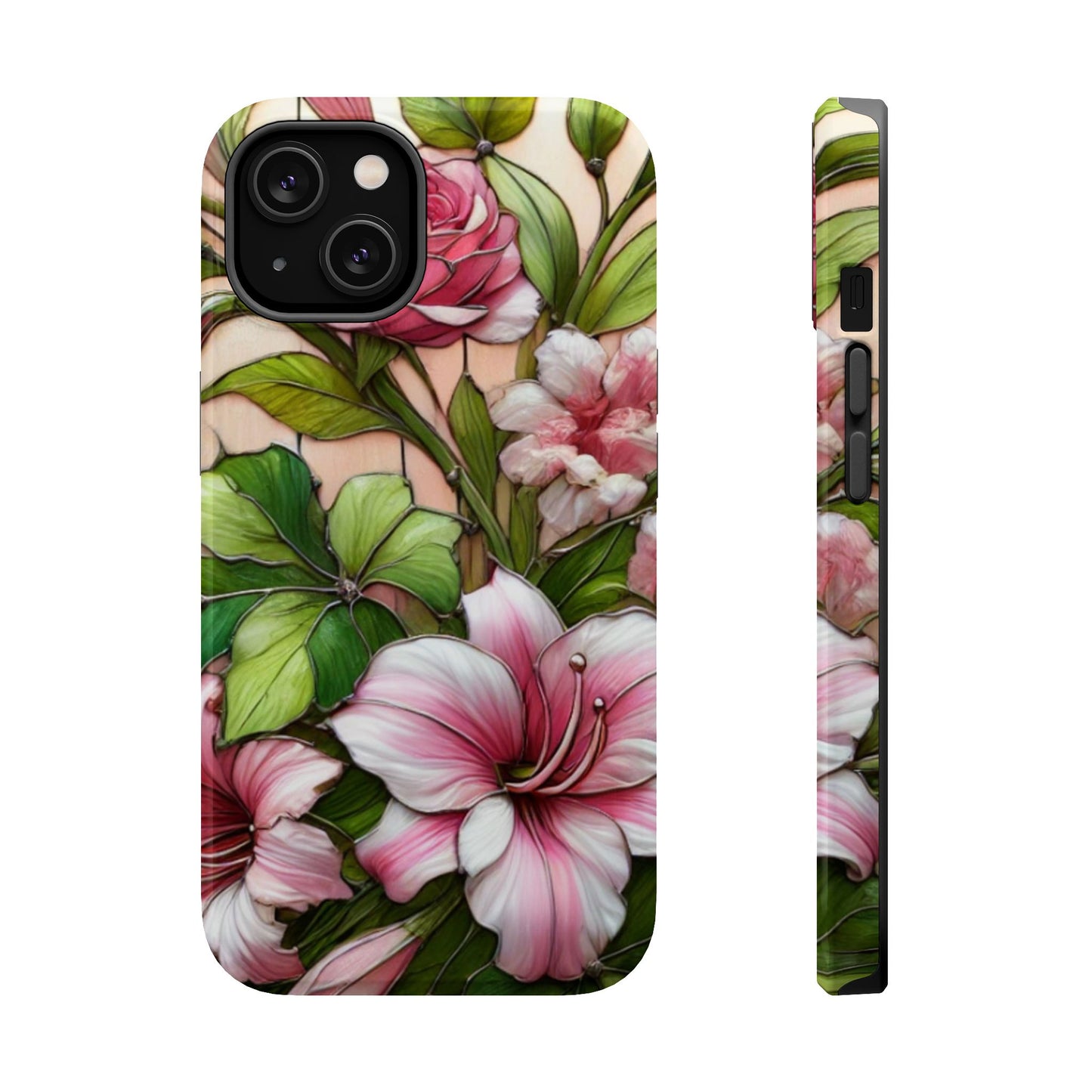Elegant Pink & Green Floral MAGNETIC Tough Cases - Durable Phone Protection