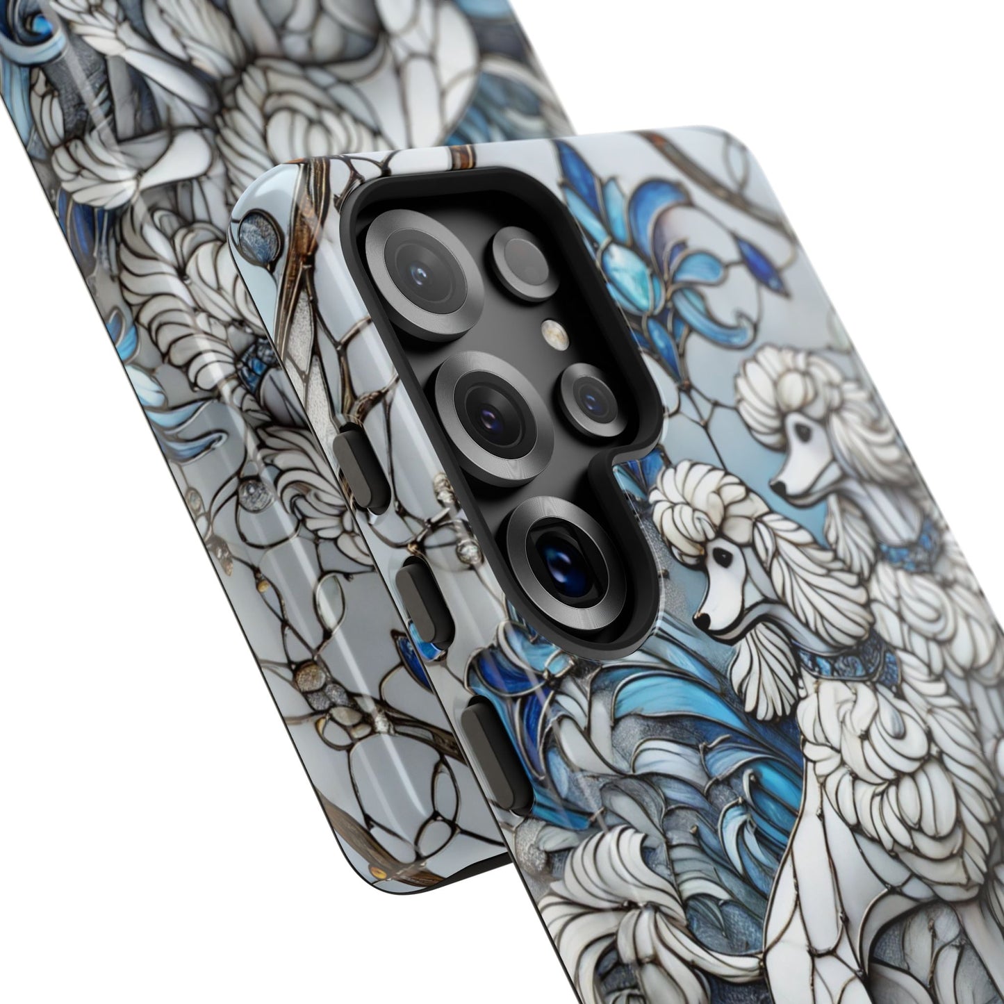 Phone Case - Elegant Blue and White Poodle Art for Samsung Phone