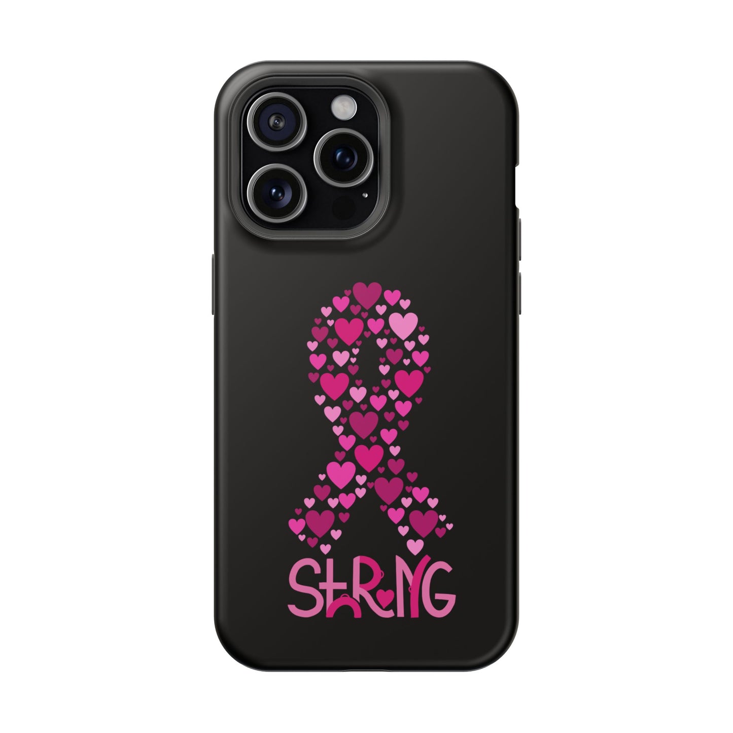 Pink Ribbon Magnetic Phone Case - Strong Heart Design, Cancer Awareness, Gift for Supporters for IPhone