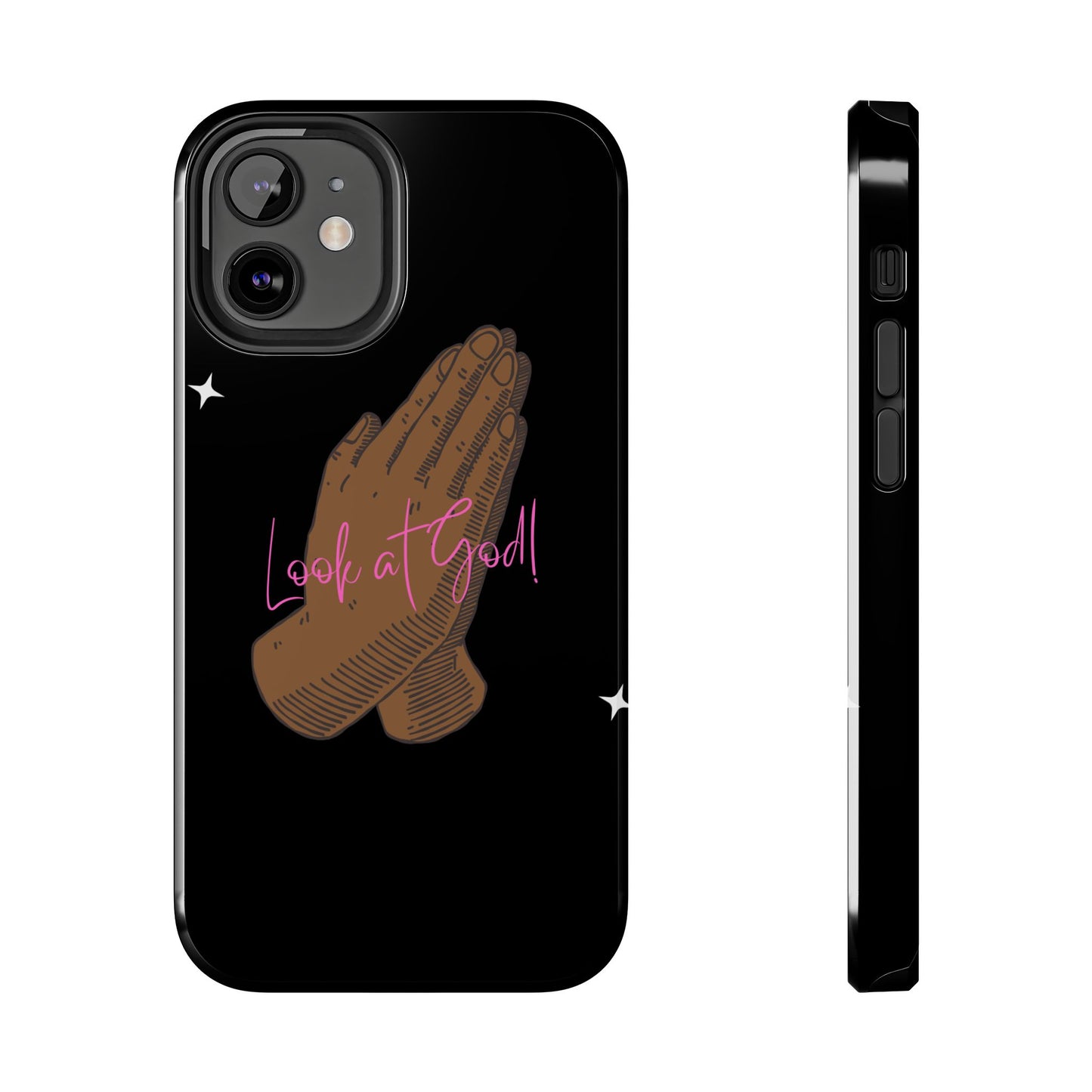 Phone Cases - 'Look at God' Praying Hands Religious Design Tough Case for iPhone
