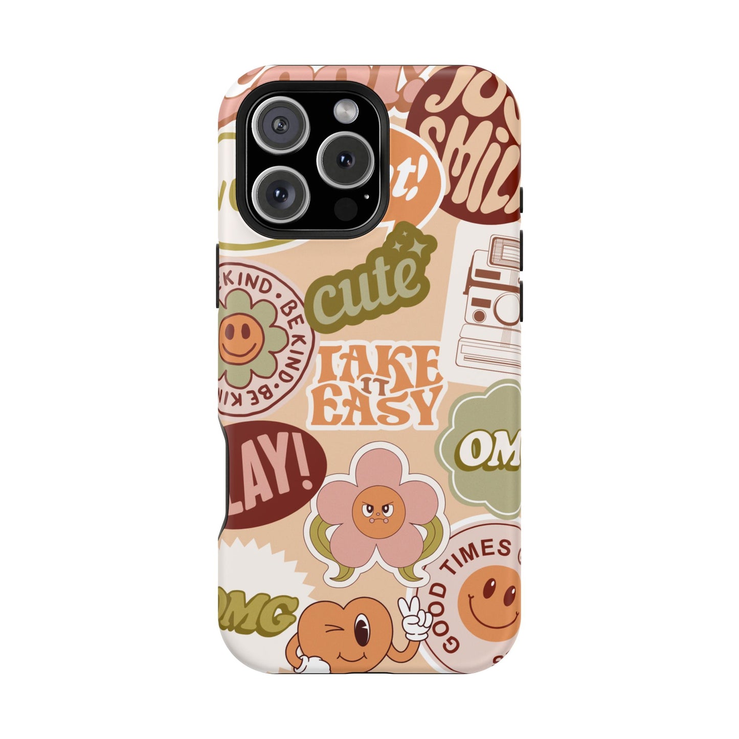 Cute Retro, Positive Affirmation Sticker Phone Case, Funky Phone Cover, Vibrant Design, Ideal Gift for Teens