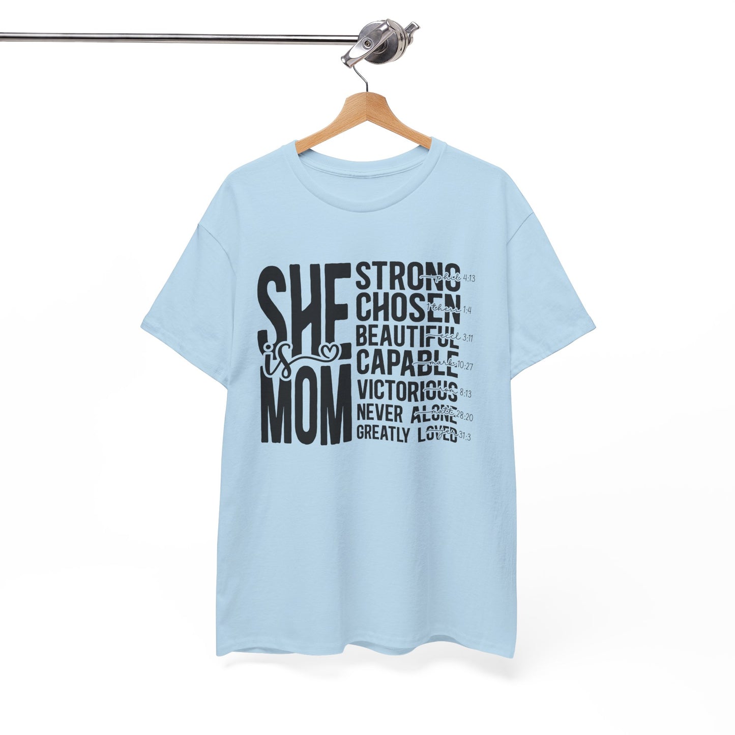 Empowering Mom T-Shirt - Strong, Chosen, Beautiful, Capable Design