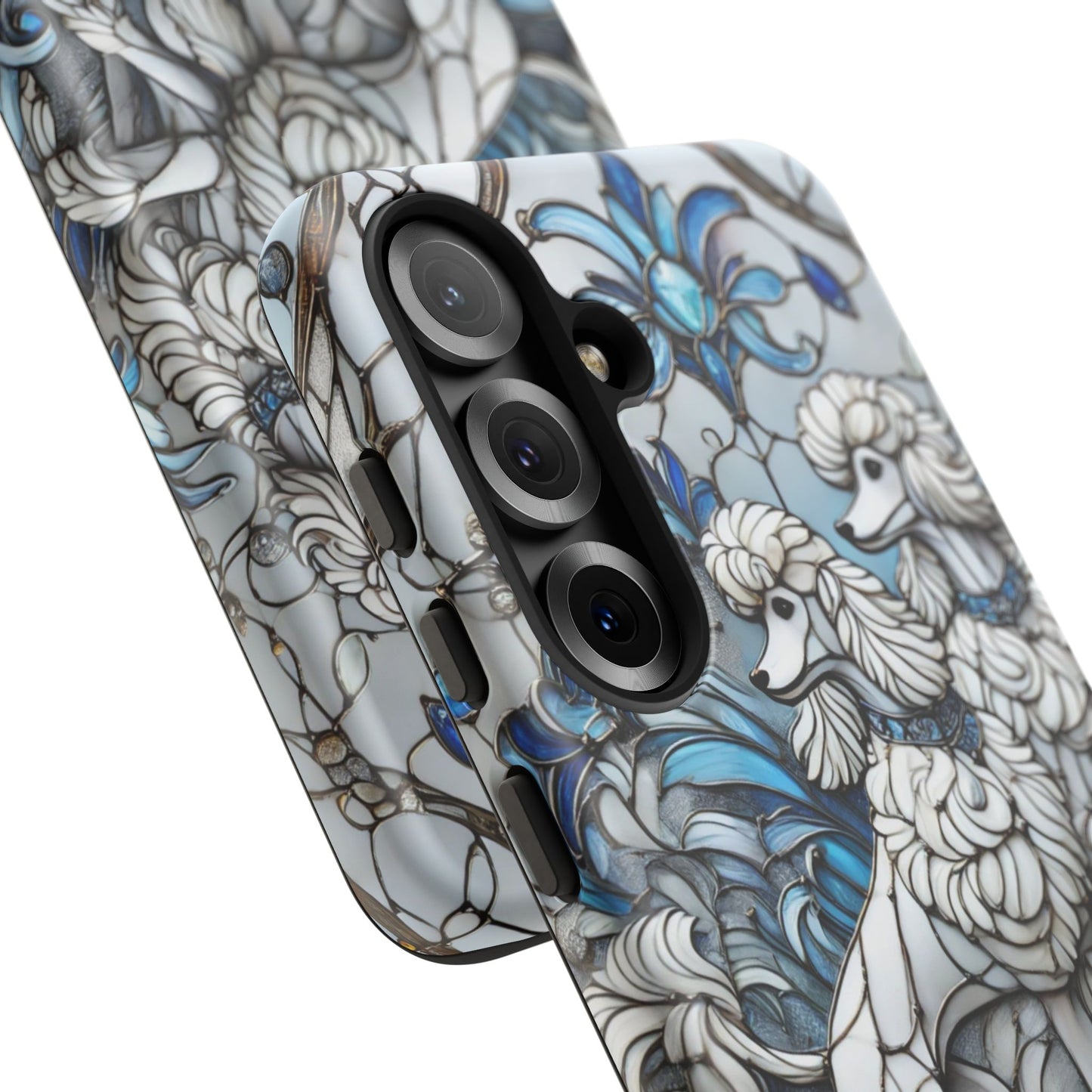 Phone Case - Elegant Blue and White Poodle Art for Samsung Phone