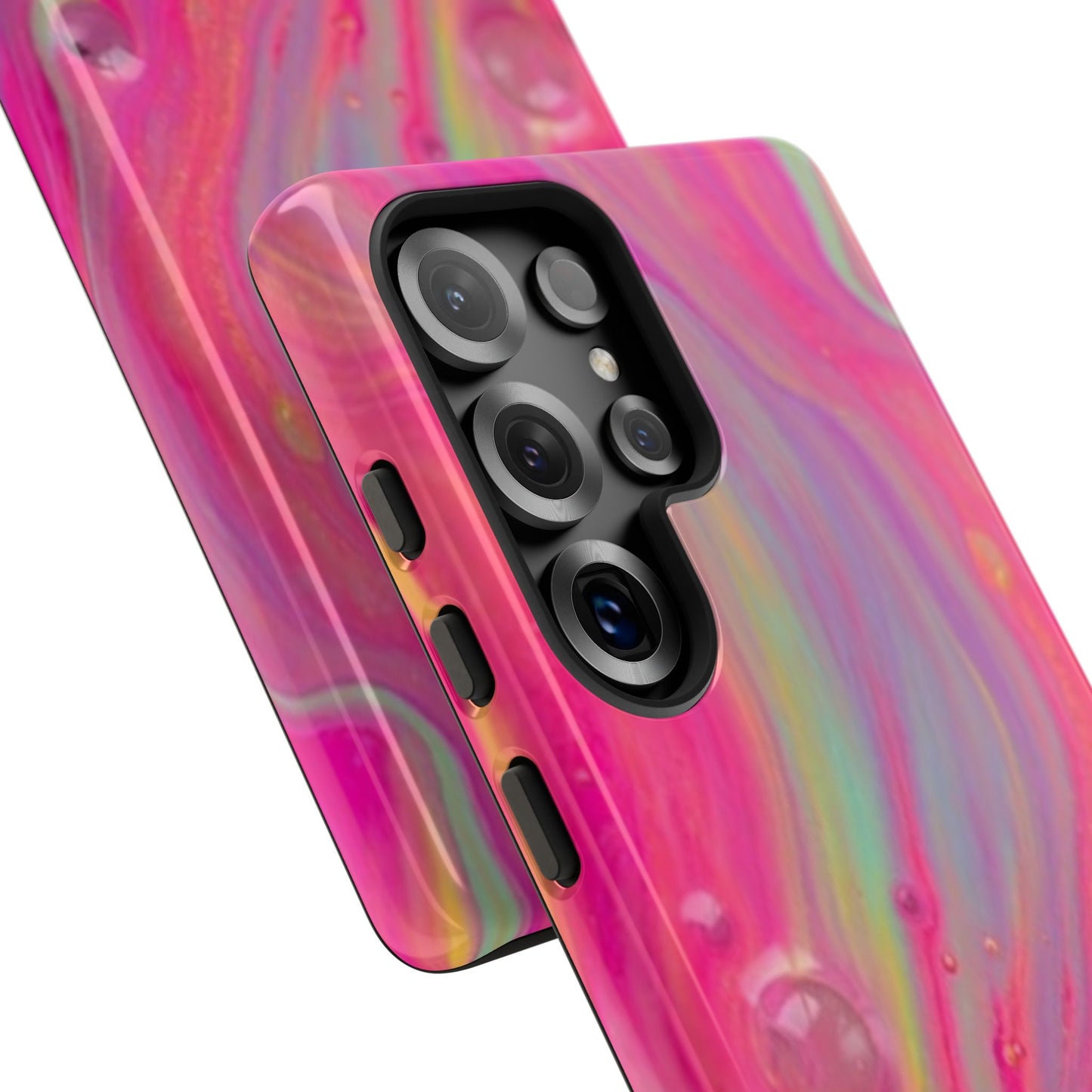 Pink Trendy Futuristic Tough Phone Case with Colorful Abstract Design for Samsung