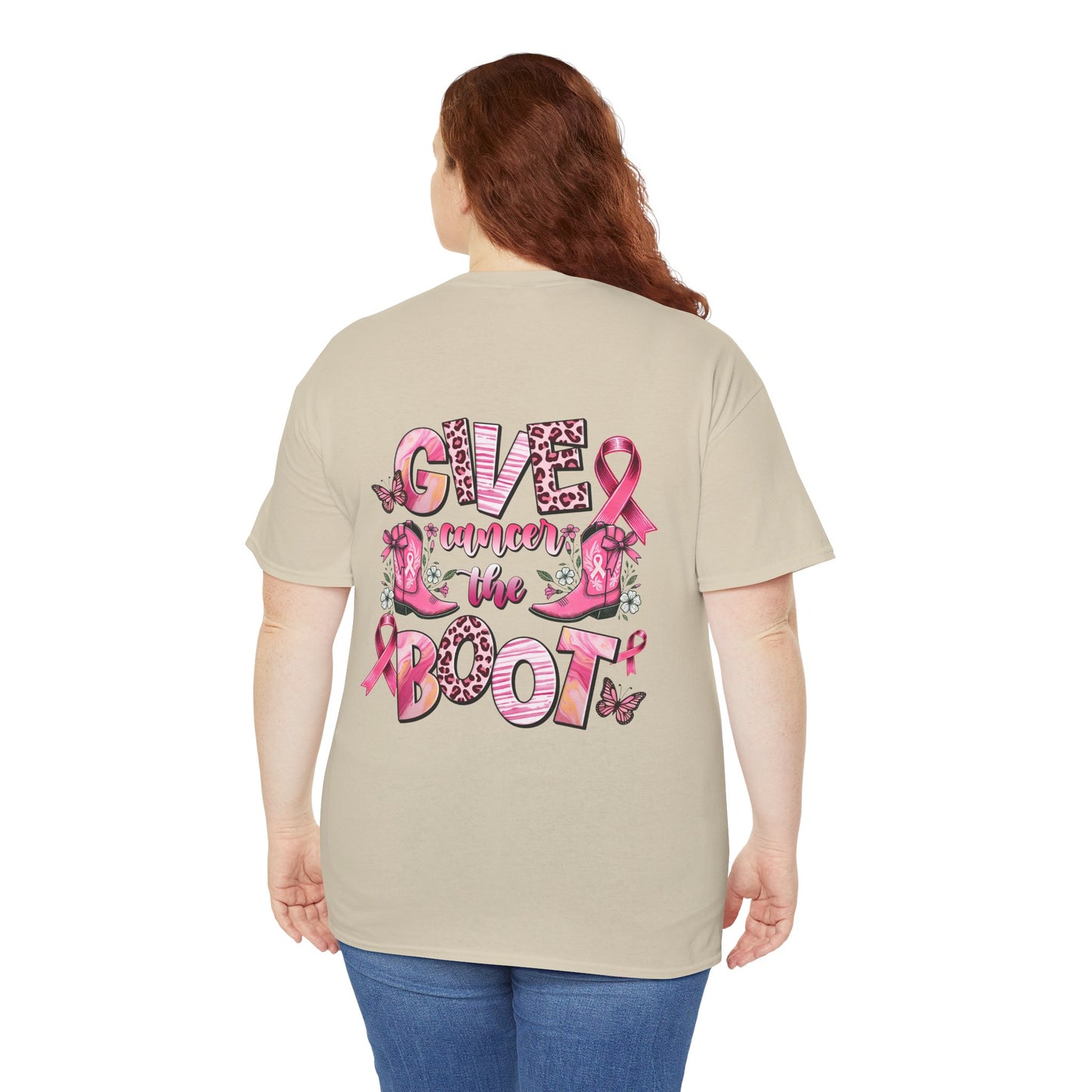 Breast Cancer Awareness Tee - "Give Cancer the Boot" Unisex Cotton Shirt