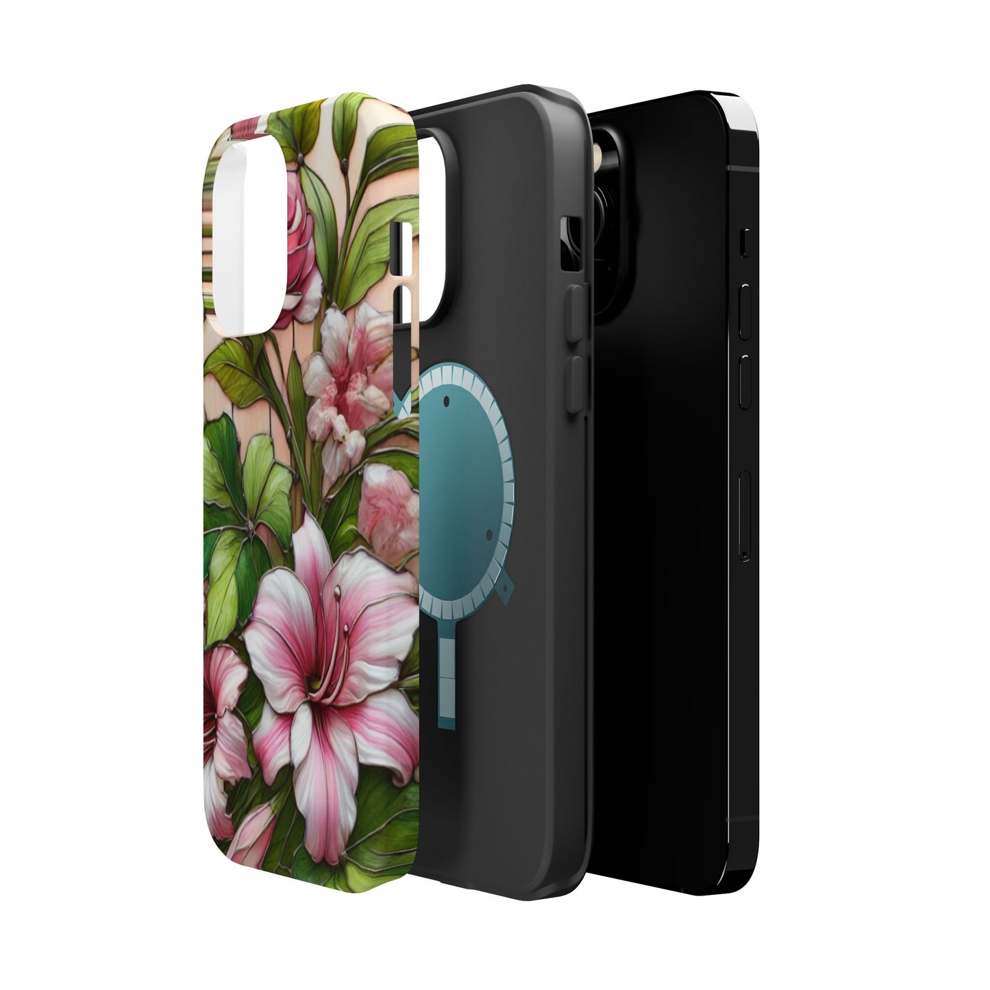 Elegant Pink & Green Floral MAGNETIC Tough Cases - Durable Phone Protection