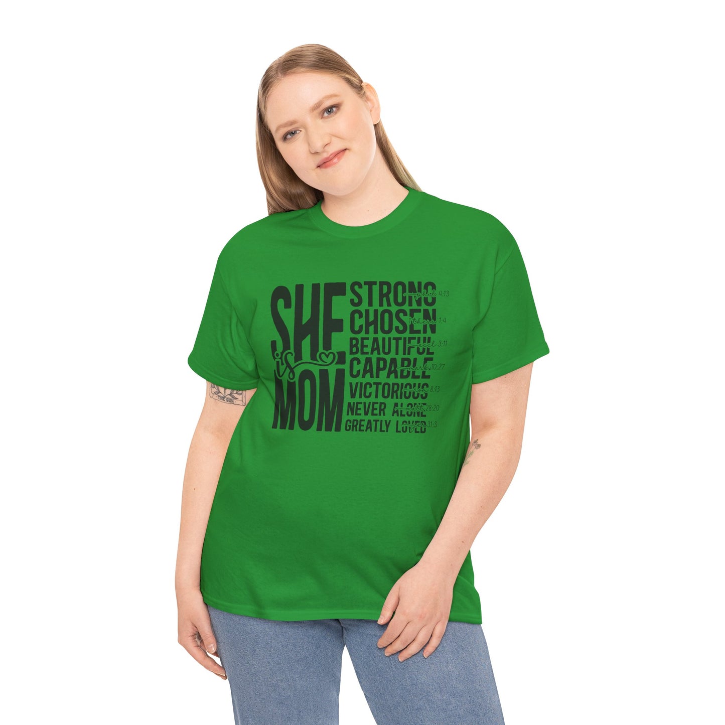 Empowering Mom T-Shirt - Strong, Chosen, Beautiful, Capable Design