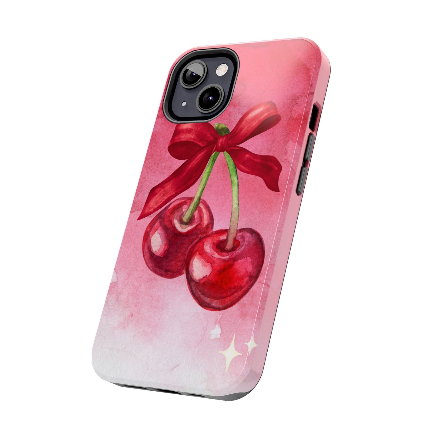 Red Watercolor Cherry and Bow Phone Case