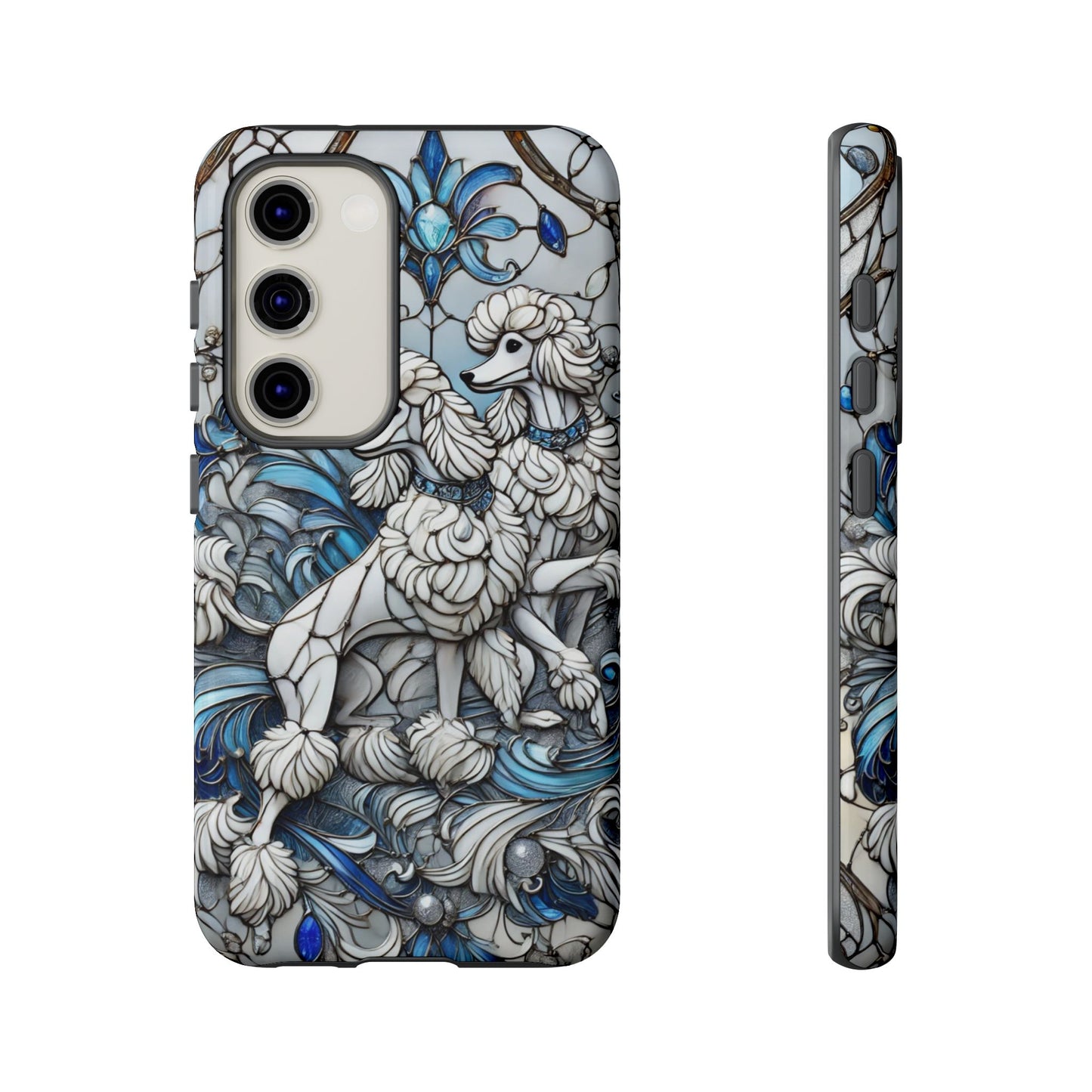 Phone Case - Elegant Blue and White Poodle Art for Samsung Phone