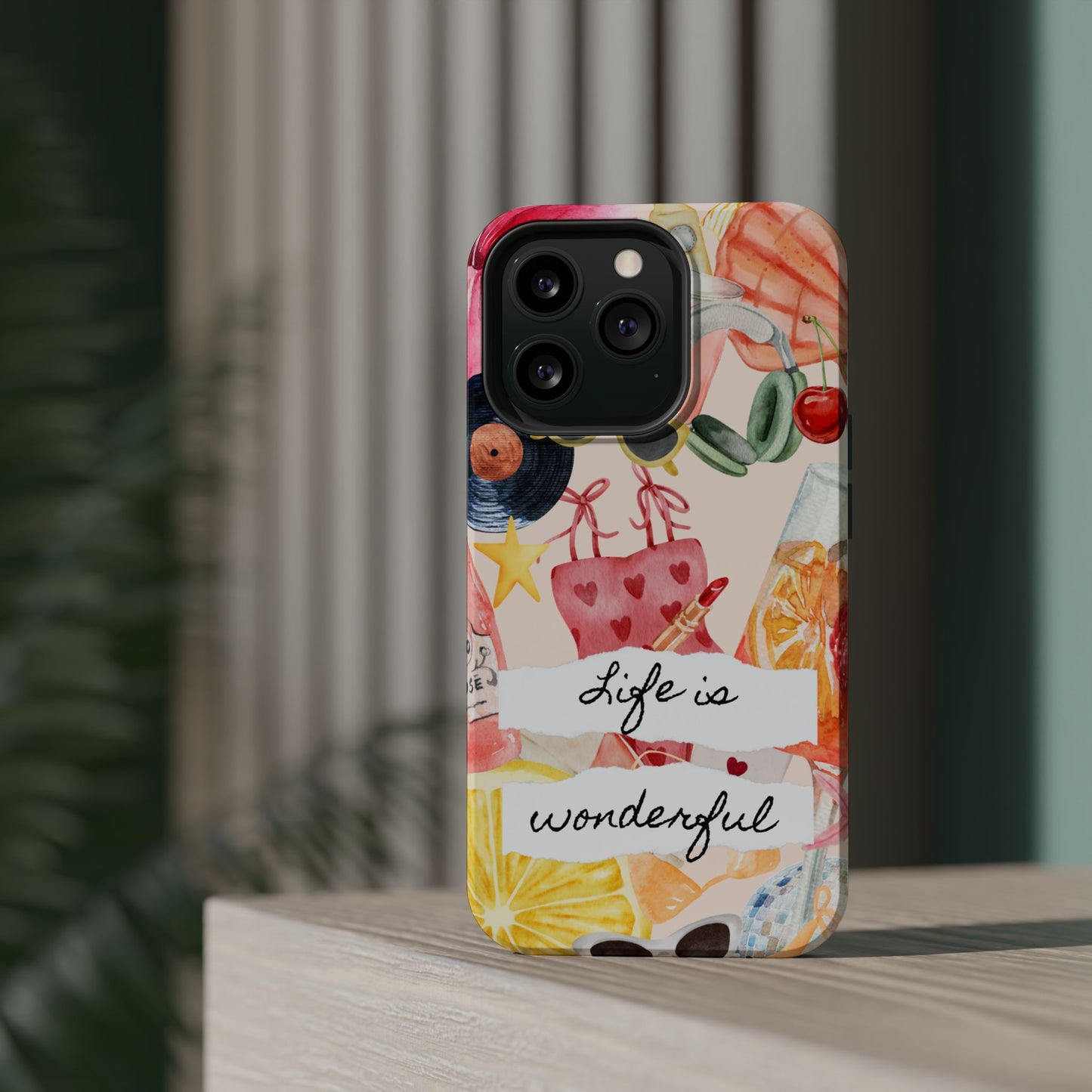Life is Wonderful, Stylish Phone Cover, Cute Phone Accessory, Gift for Her, Summer Vibe Phone Case