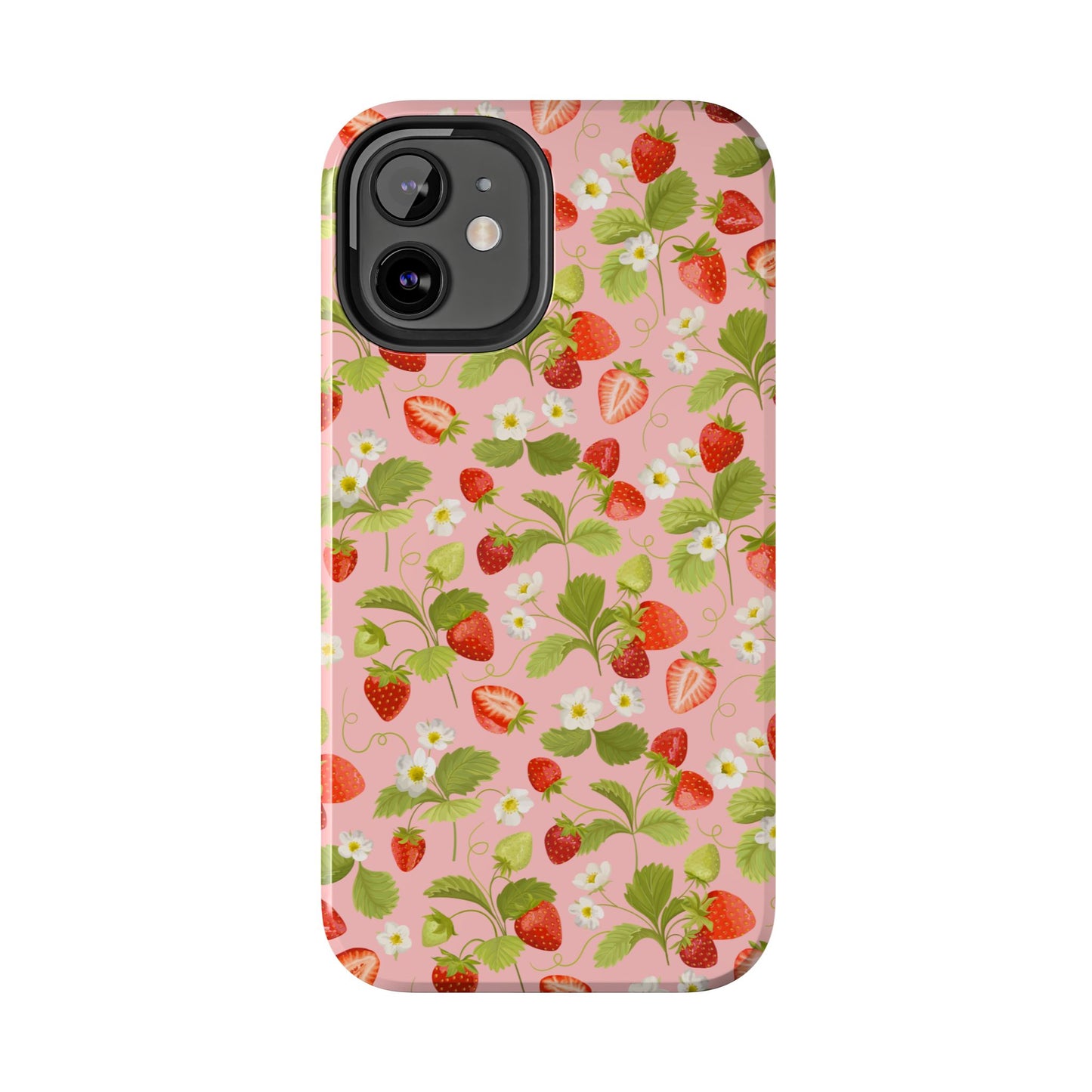 Strawberry Floral Tough Phone Case, Cute Phone Cover, Nature Lovers Gift, Summer Vibe, Durable Phone Protector, Trendy Tech Accessory
