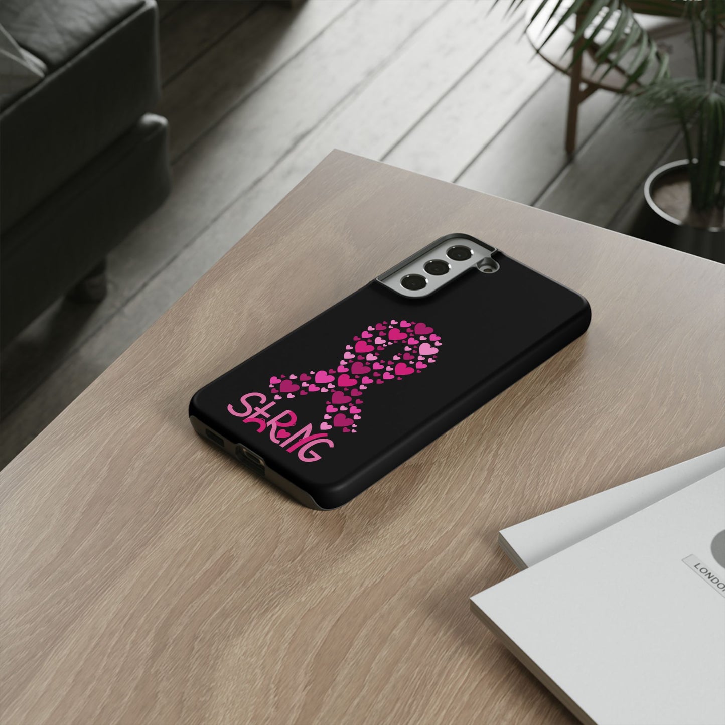 Pink Ribbon Phone Case - Strong Heart Design, Cancer Awareness, Gift for Supporters for Samsung