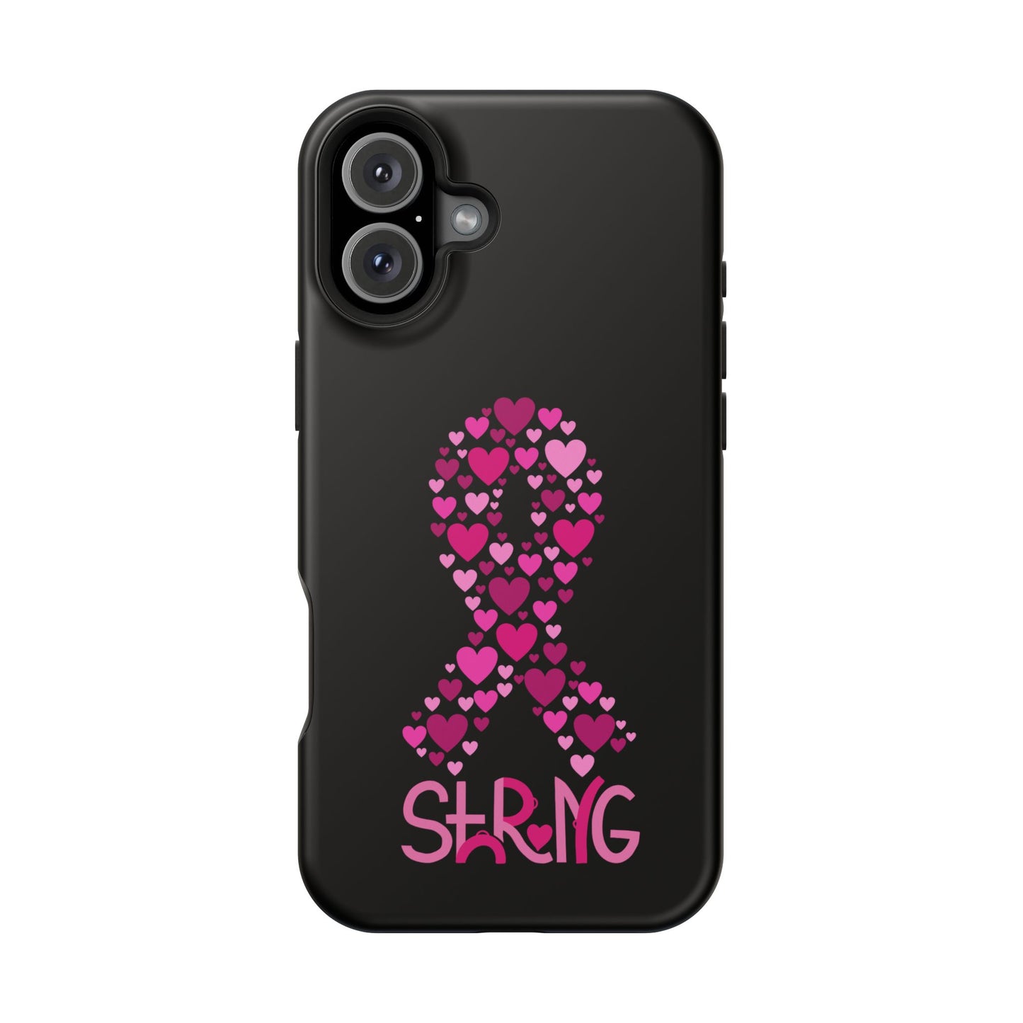Pink Ribbon Magnetic Phone Case - Strong Heart Design, Cancer Awareness, Gift for Supporters for IPhone