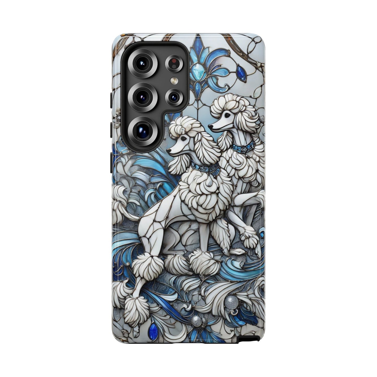 Phone Case - Elegant Blue and White Poodle Art for Samsung Phone