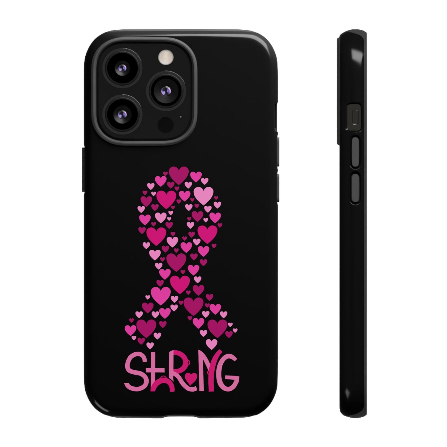 Pink Ribbon Phone Case - Strong Heart Design, Cancer Awareness, Gift for Supporters for IPhone
