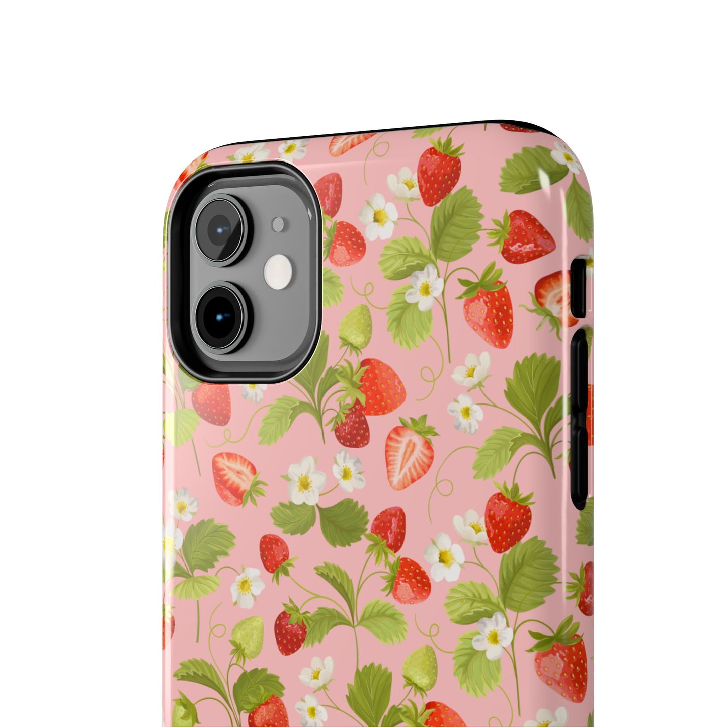 Strawberry Floral Tough Phone Case, Cute Phone Cover, Nature Lovers Gift, Summer Vibe, Durable Phone Protector, Trendy Tech Accessory