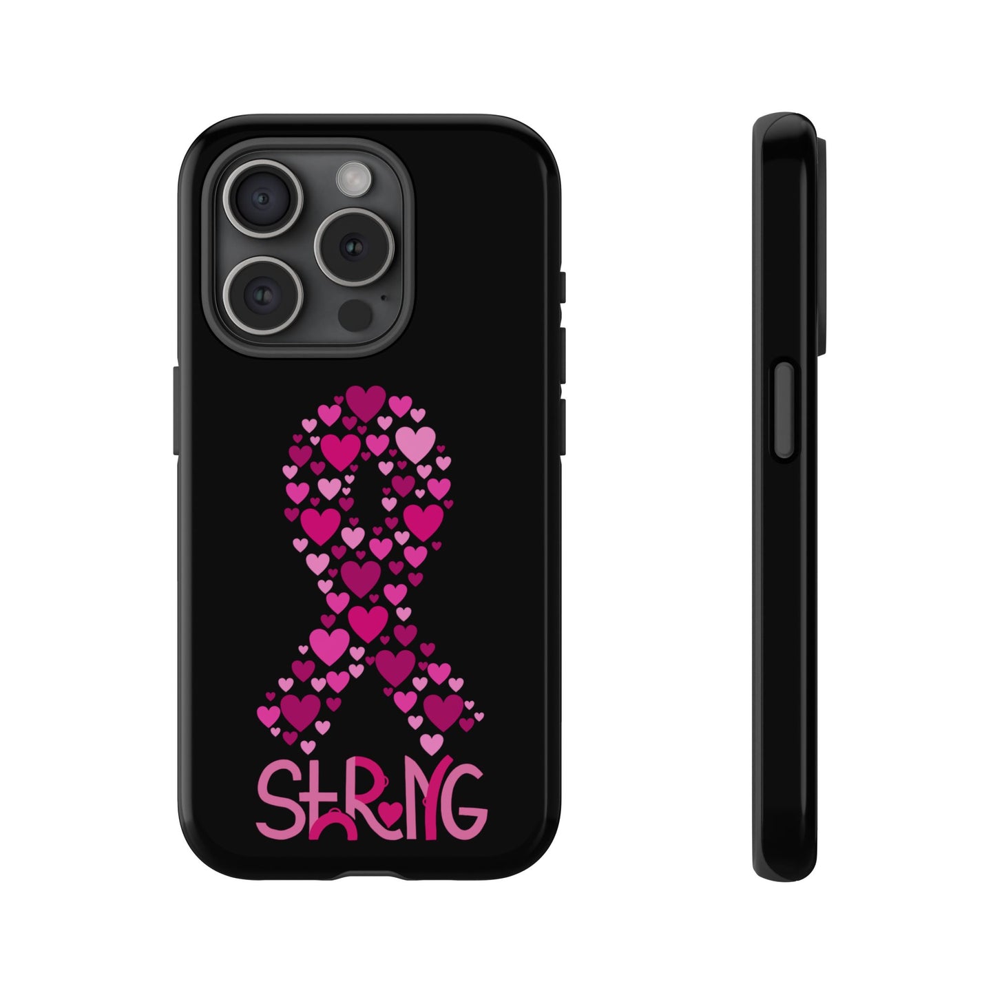 Pink Ribbon Phone Case - Strong Heart Design, Cancer Awareness, Gift for Supporters for IPhone
