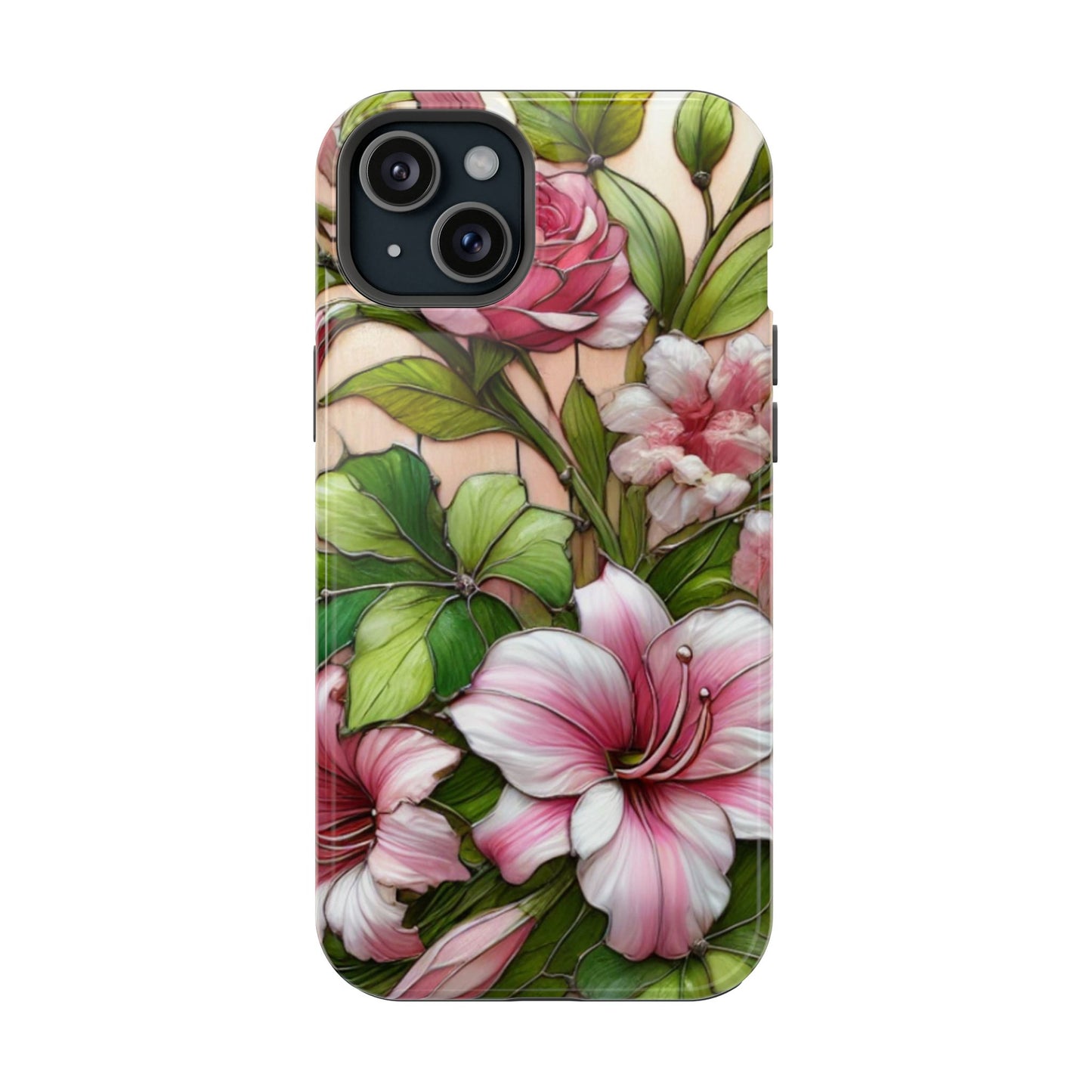 Elegant Pink & Green Floral MAGNETIC Tough Cases - Durable Phone Protection