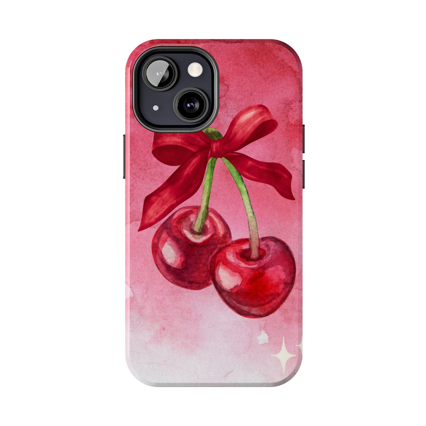 Red Watercolor Cherry and Bow Phone Case