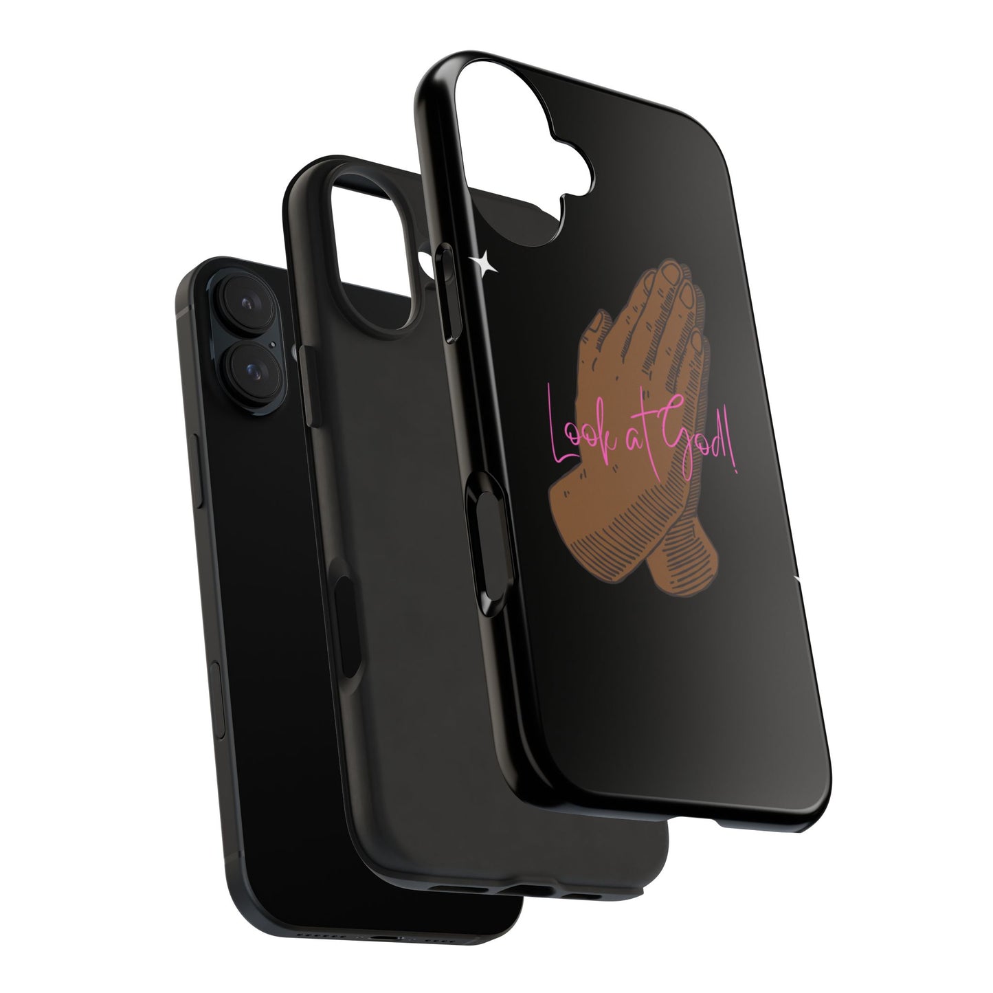 Phone Cases - 'Look at God' Praying Hands Religious Design Tough Case for iPhone