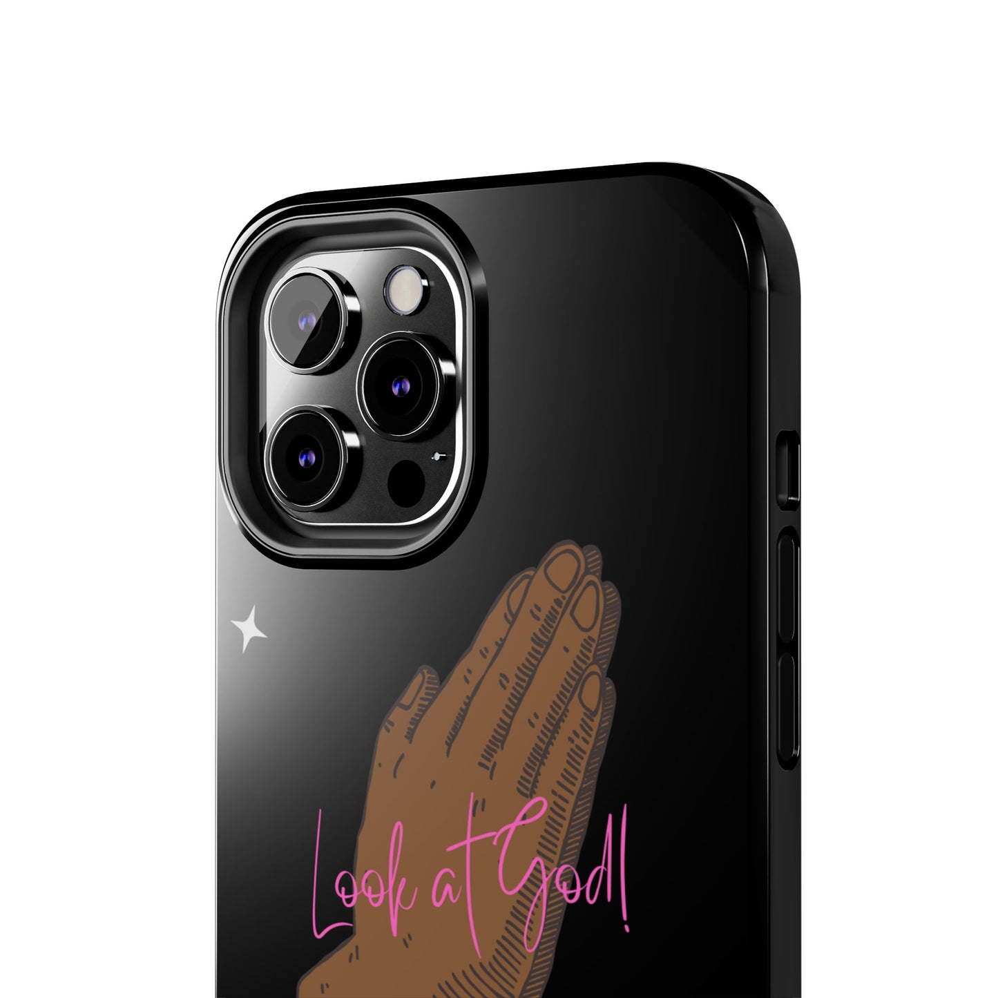 Phone Cases - 'Look at God' Praying Hands Religious Design Tough Case for iPhone