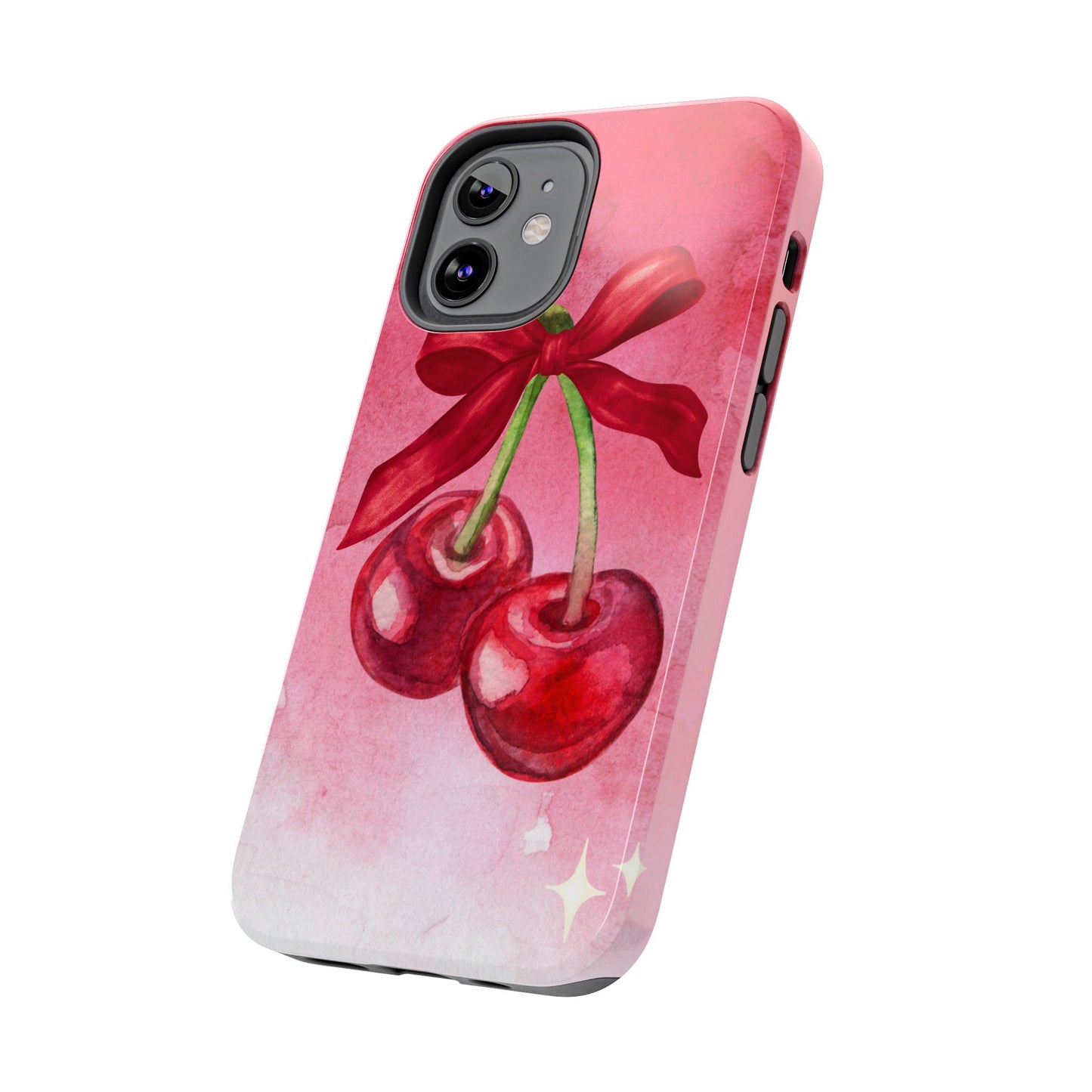 Red Watercolor Cherry and Bow Phone Case