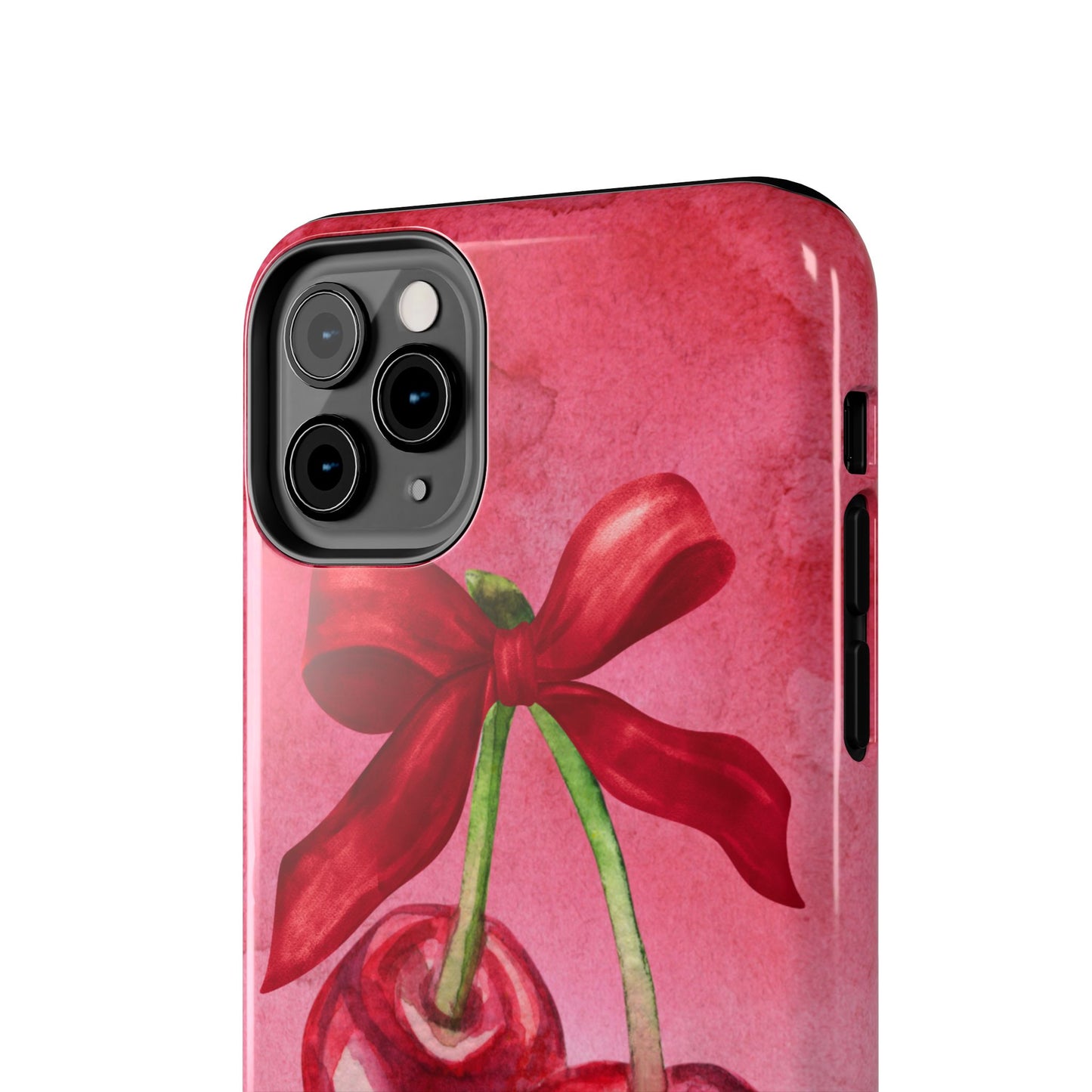 Red Watercolor Cherry and Bow Phone Case