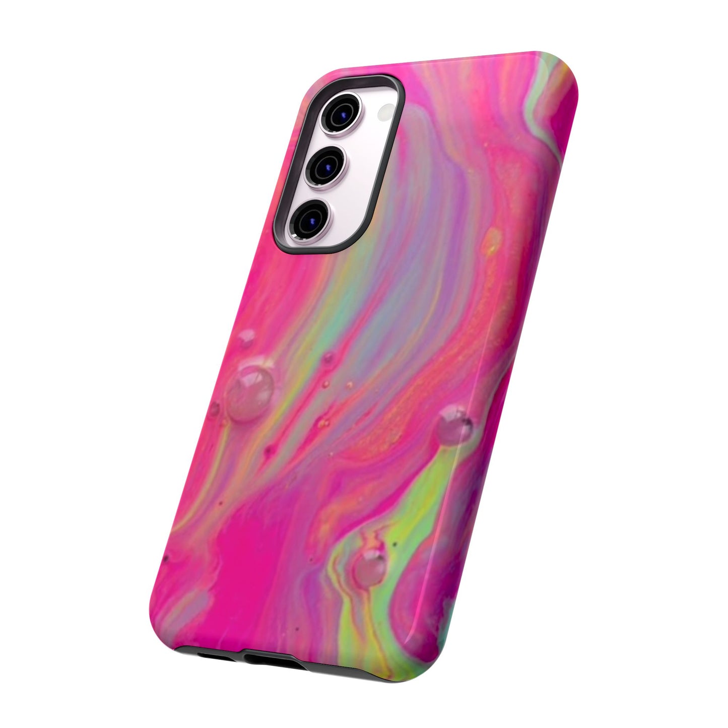 Pink Trendy Futuristic Tough Phone Case with Colorful Abstract Design for Samsung