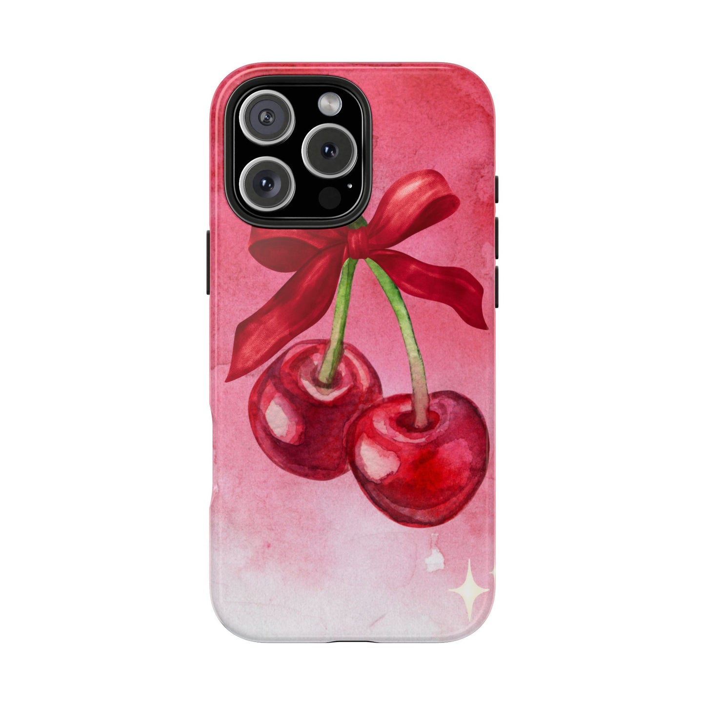 Red Watercolor Cherry and Bow Phone Case