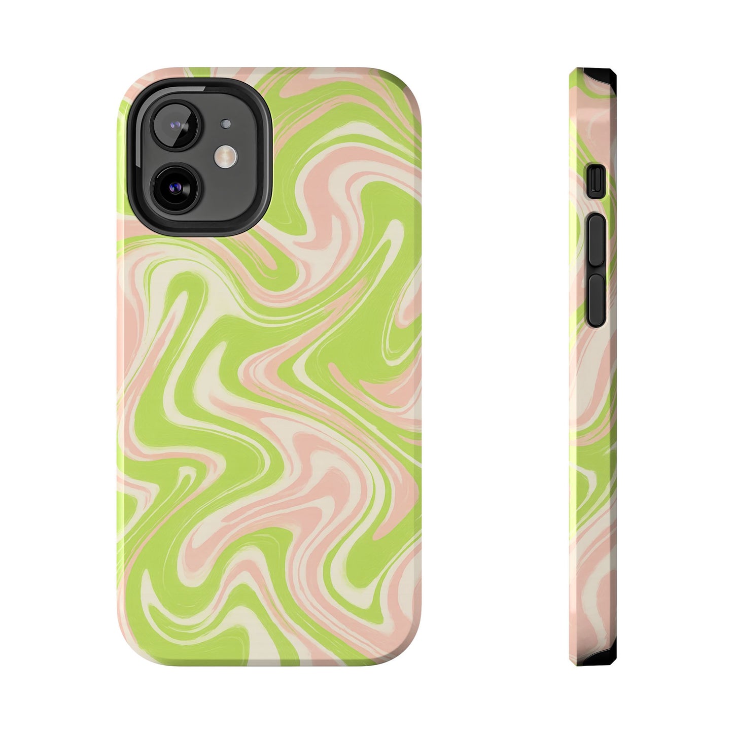Pink & Green Stylish Tough Phone Case, Durable Protection, Gift for Friends, Colorful Marble Design