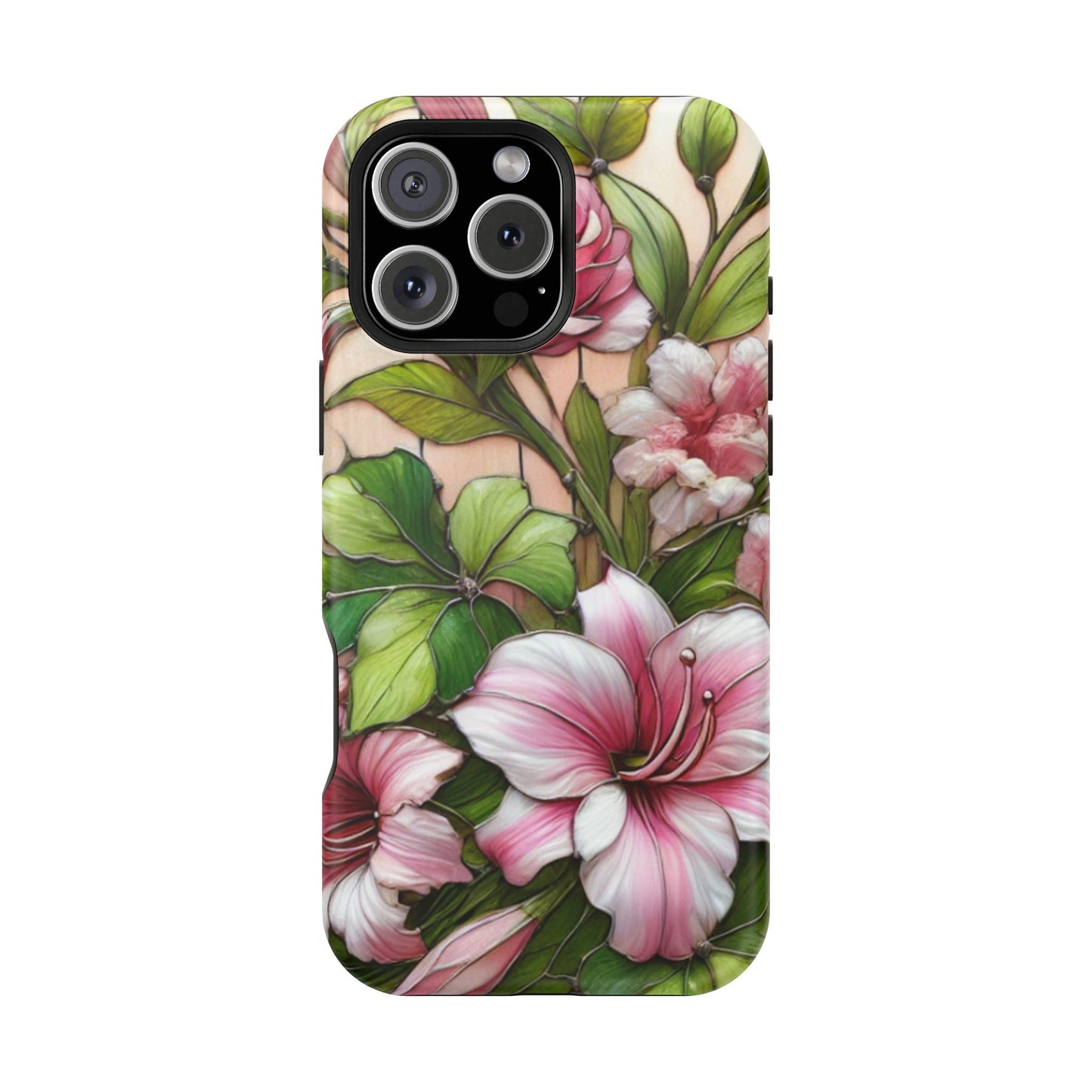 Elegant Pink & Green Floral MAGNETIC Tough Cases - Durable Phone Protection