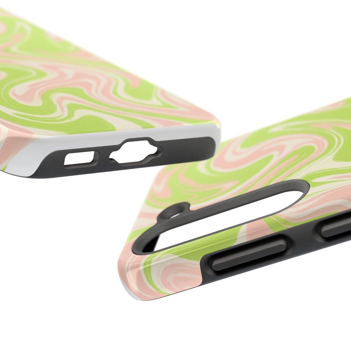Pink & Green Stylish Tough Phone Case, Durable Protection, Gift for Friends, Colorful Marble Design
